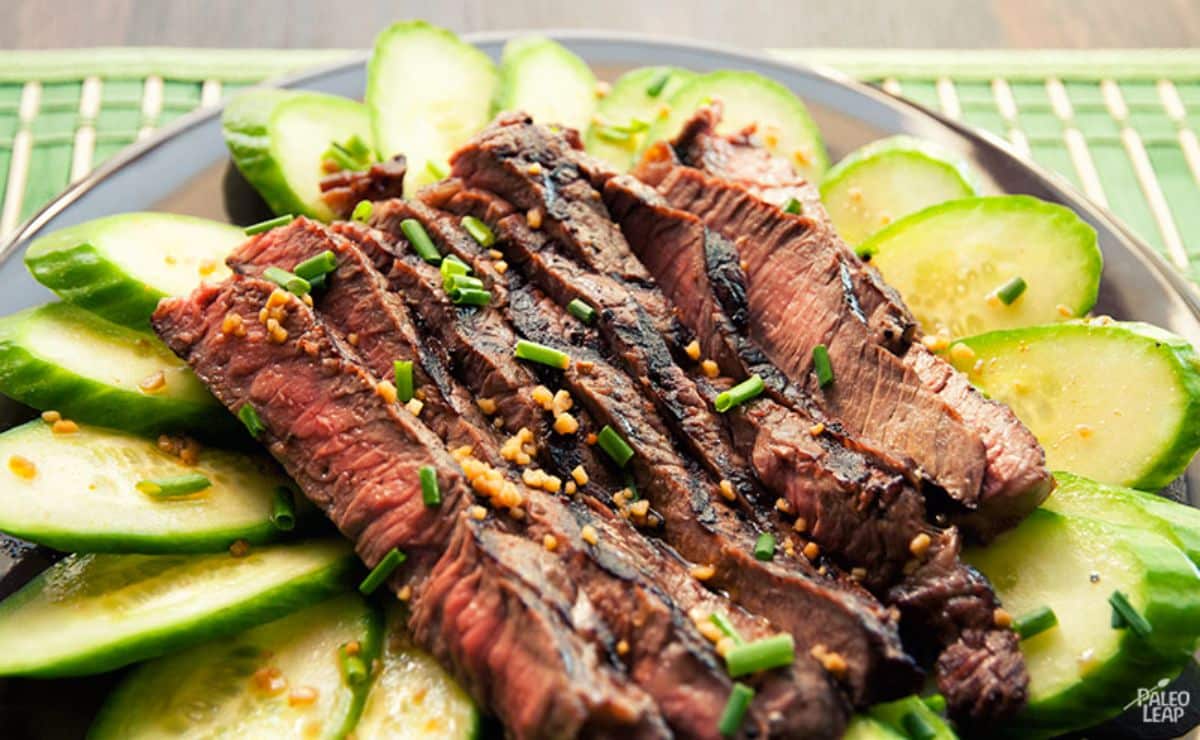 steak cucumber salad main