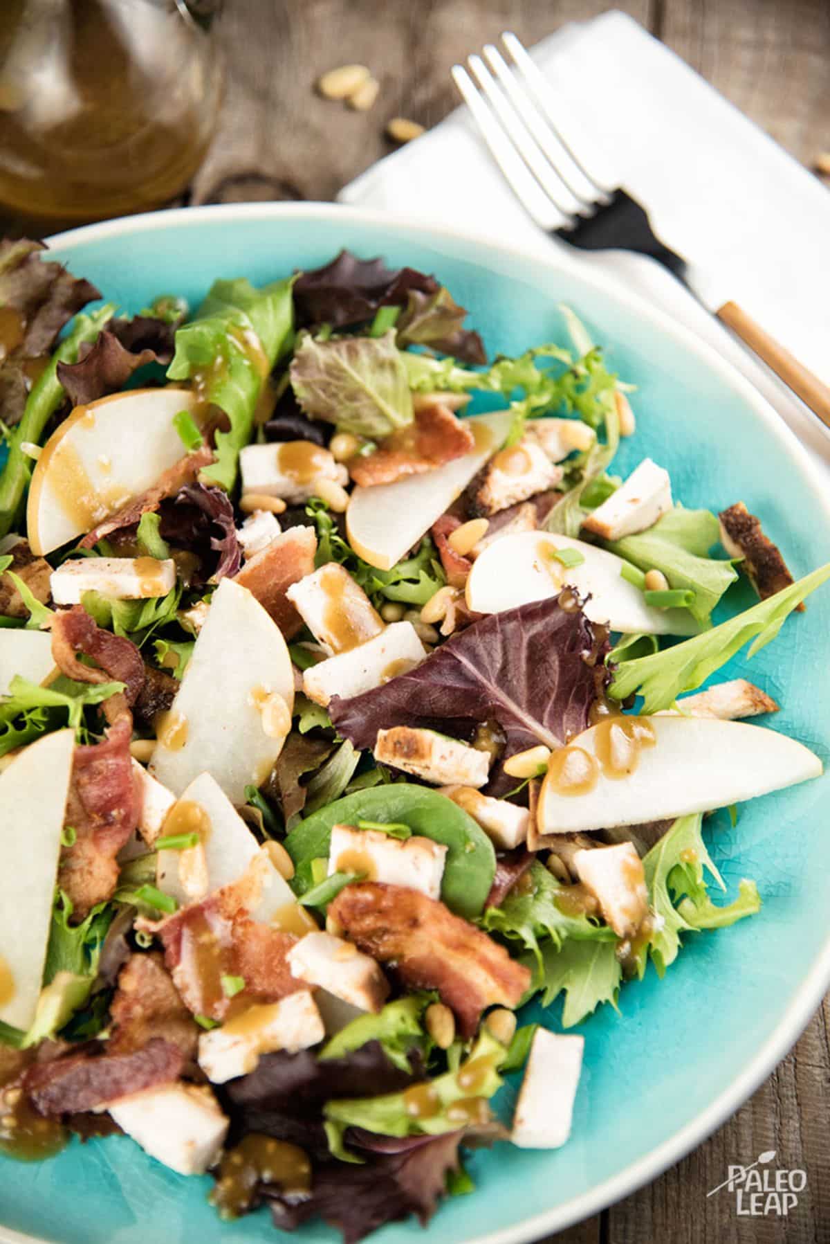 Pear Bacon and Chicken Salad
