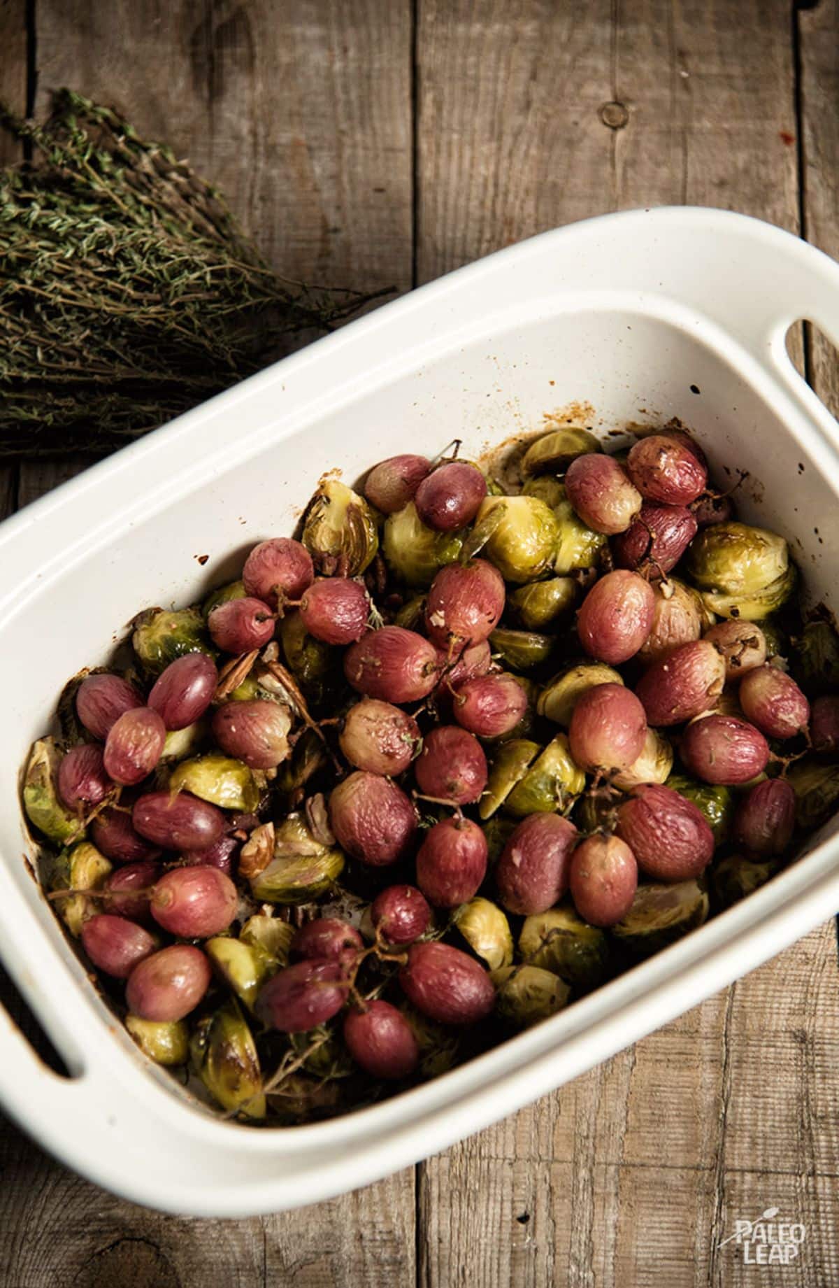 Roasted Brussels Sprouts with Grapes