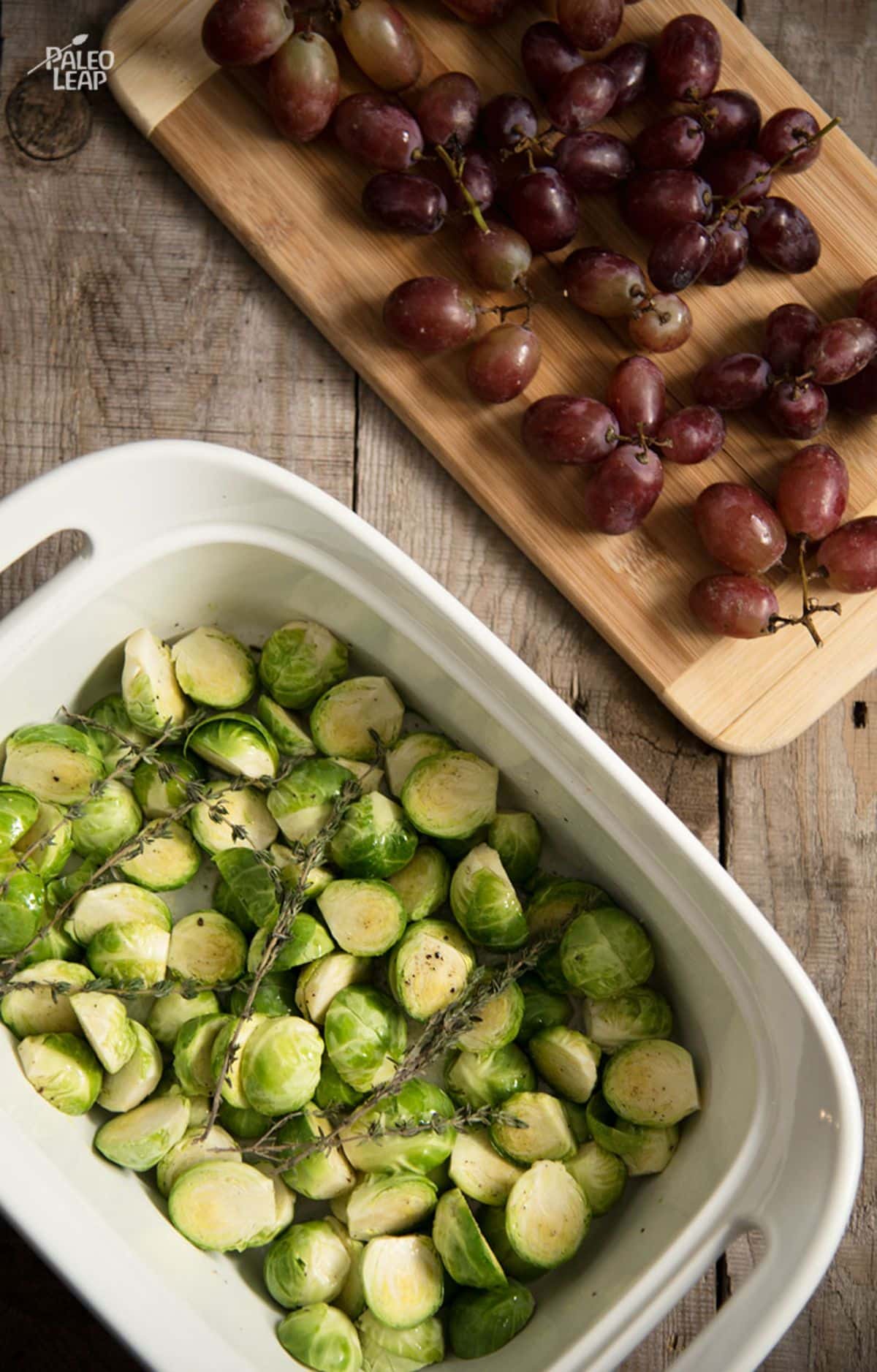 Roasted Brussels Sprouts with Grapes Recipe Preparation