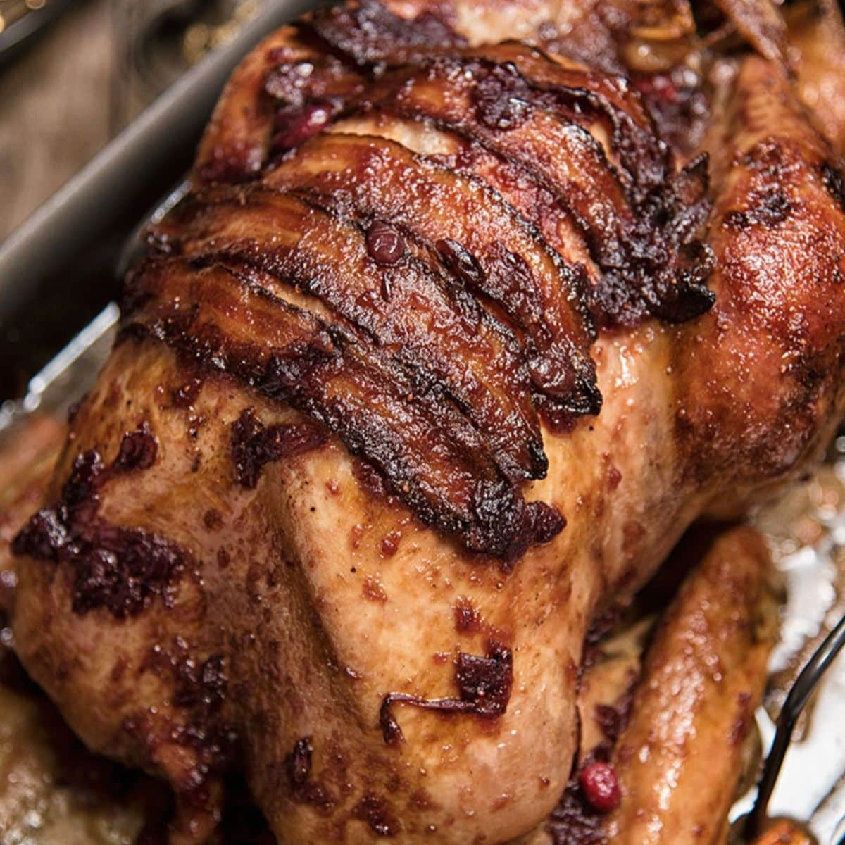 Roasted Turkey With Maple Cranberry Glaze Featured