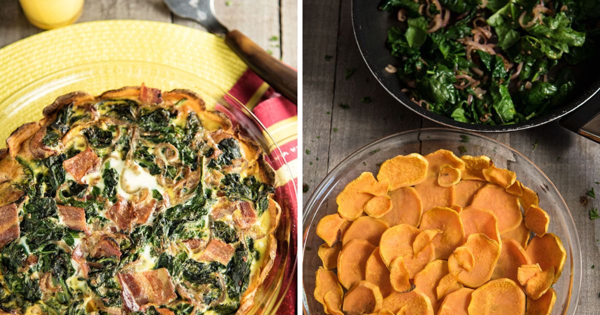 Paleo Quiche Lorraine with Sweet Potato Crust {dairy free, nut free}