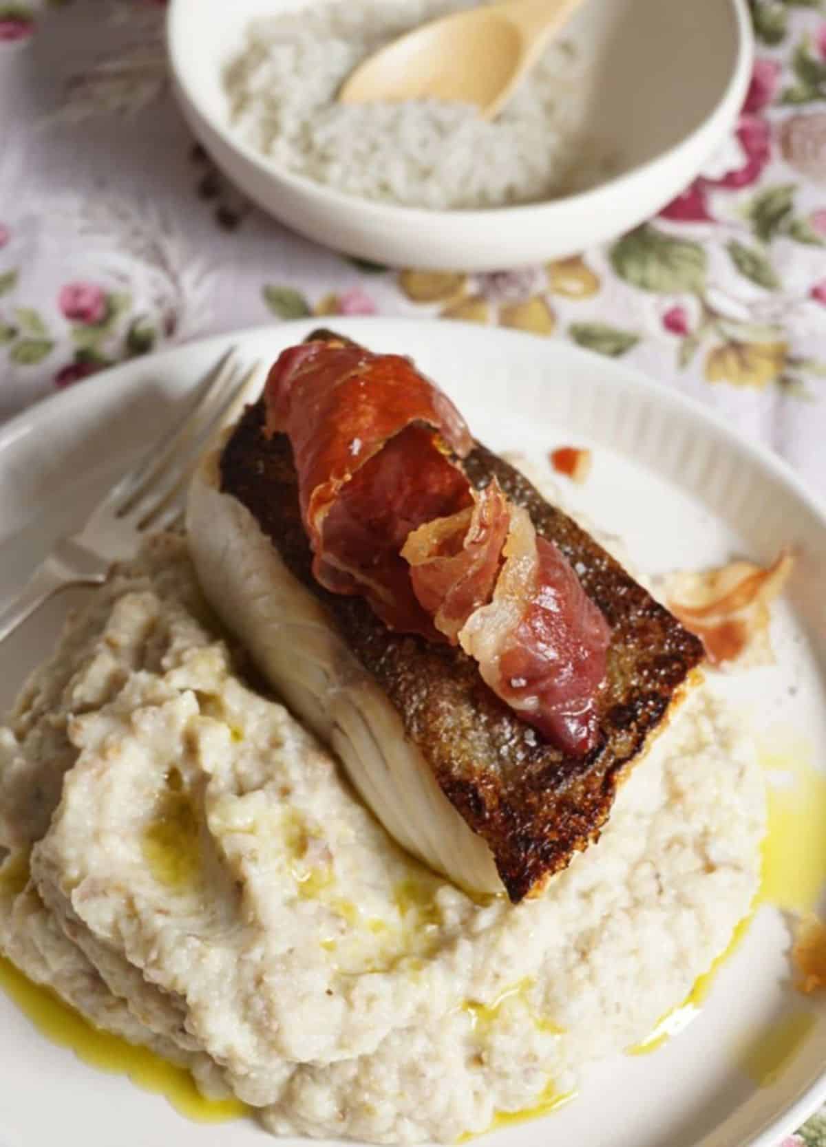 Pan Fried Halibut with Prosciutton and Green Olive Mash Healing Family Eats