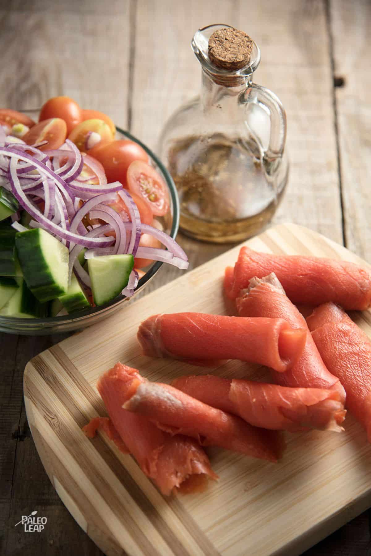 Smoked Salmon With Fresh Vegetables Recipe Preparation