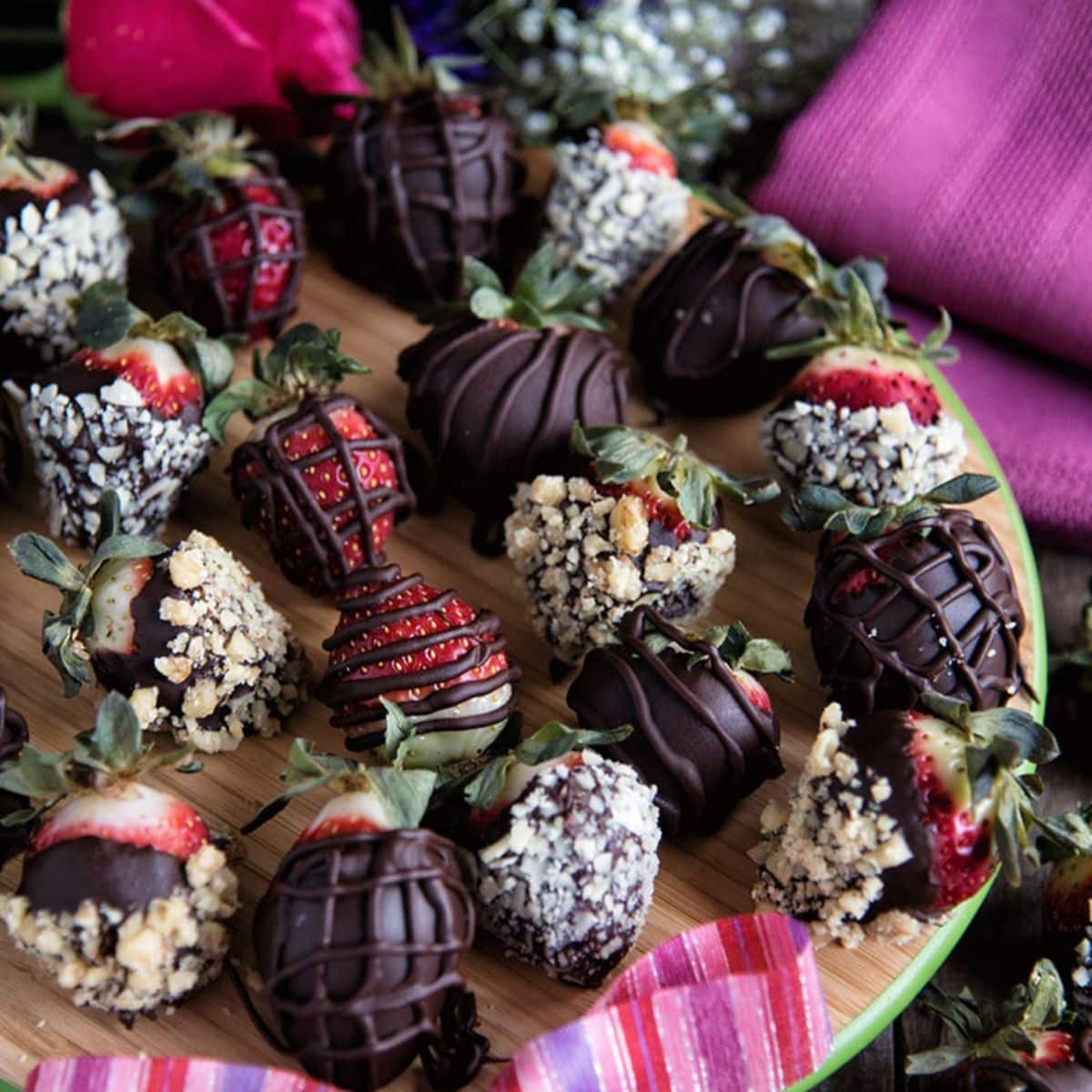 Chocolate-Covered Strawberries Dipped In Nuts Featured