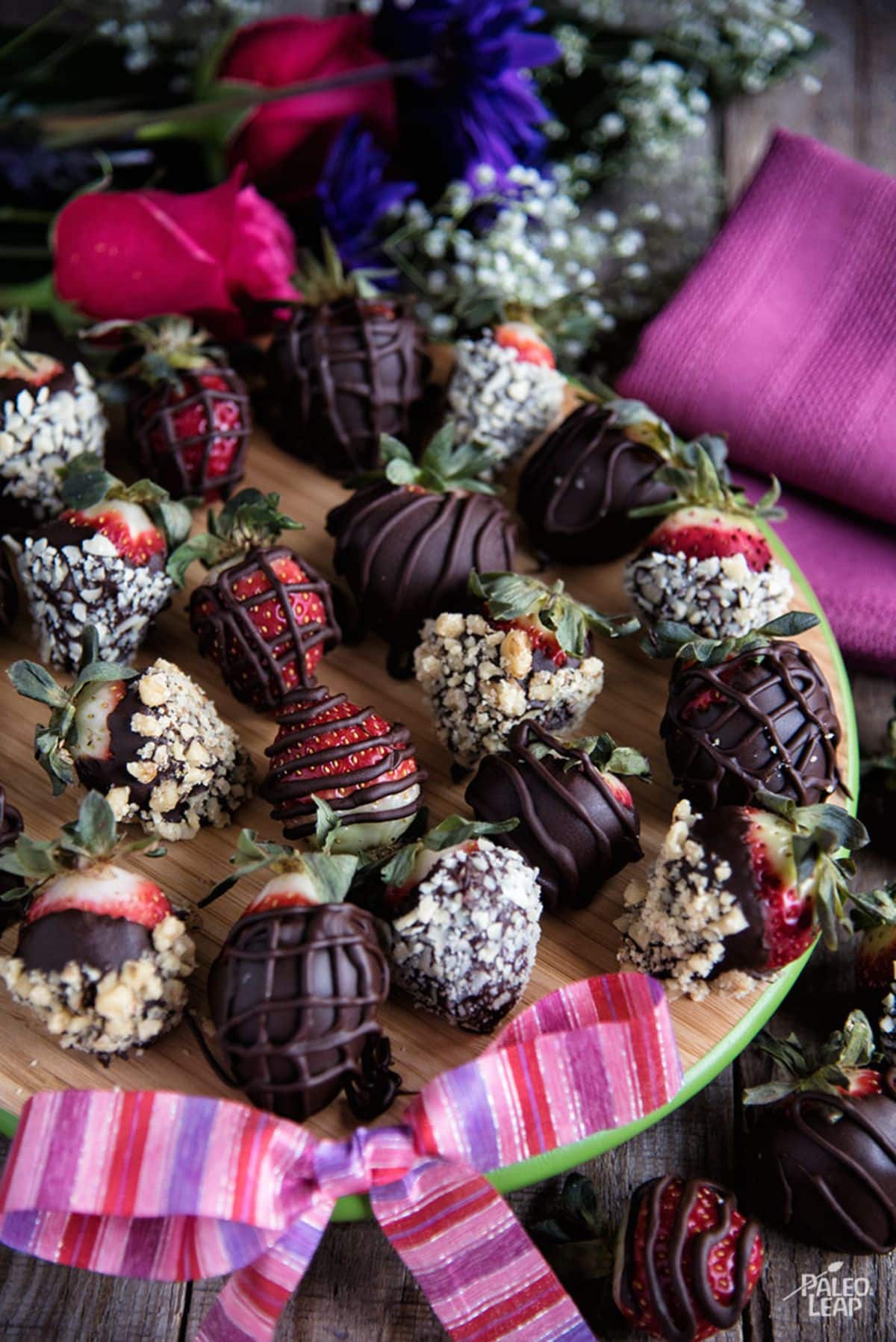 Chocolate-Covered Strawberries Dipped In Nuts