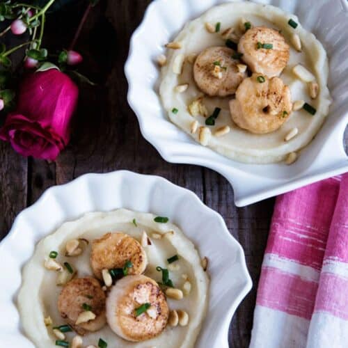 Scallops With Potato-Cauliflower Puree Recipe