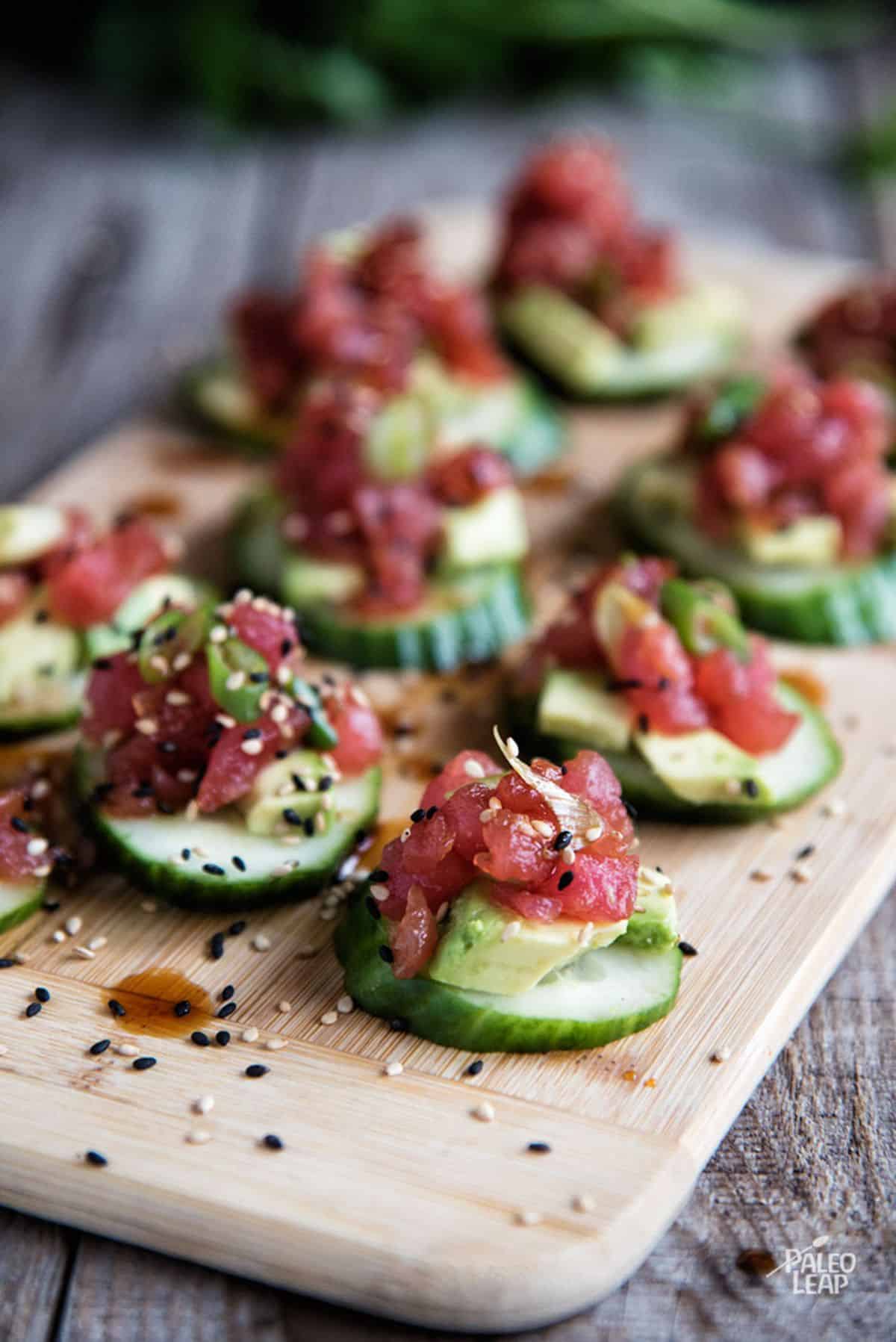 Spicy Tuna And Cucumber Bites Recipe | Paleo Leap