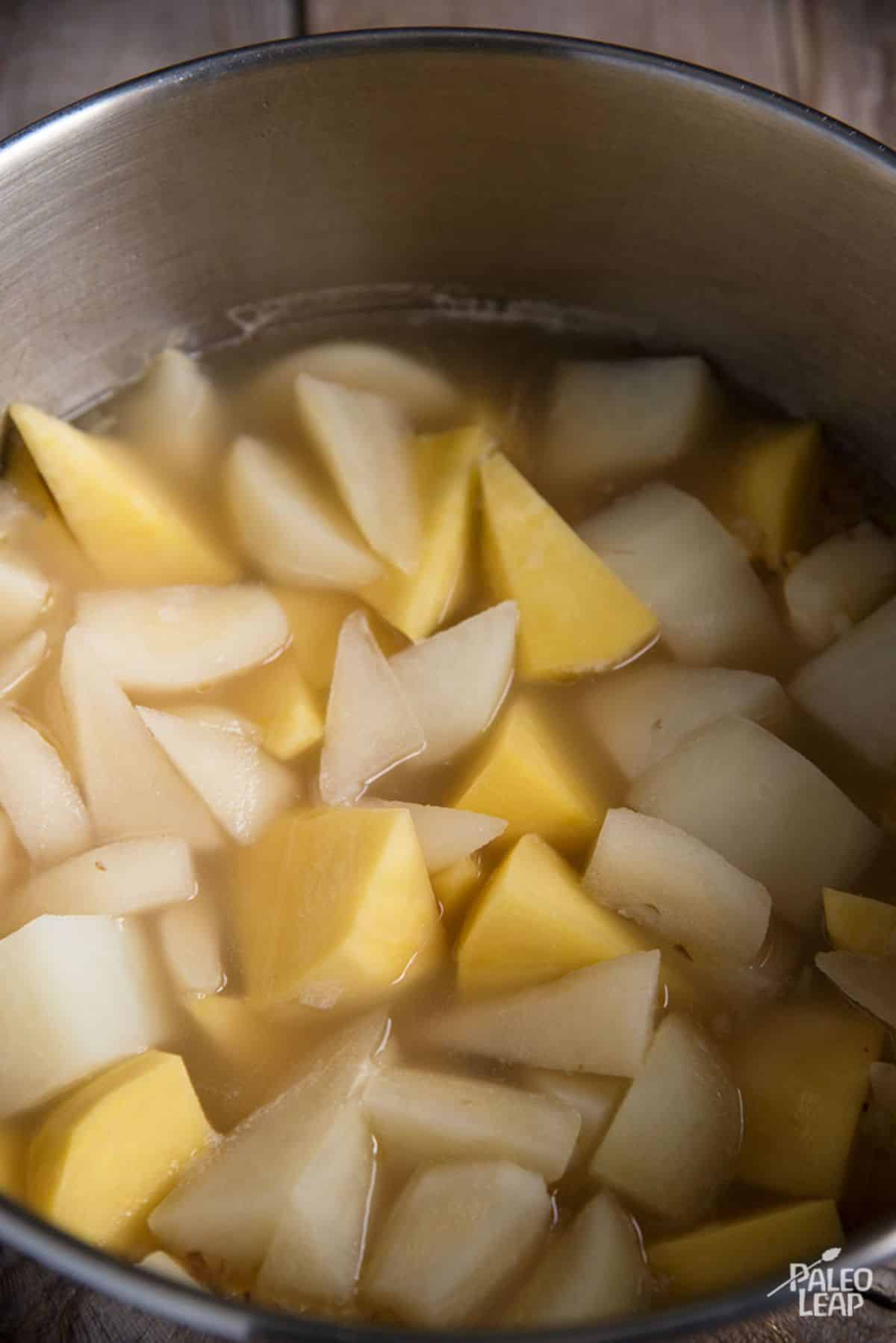 Turnip Potato and Pear Soup Recipe Preparation