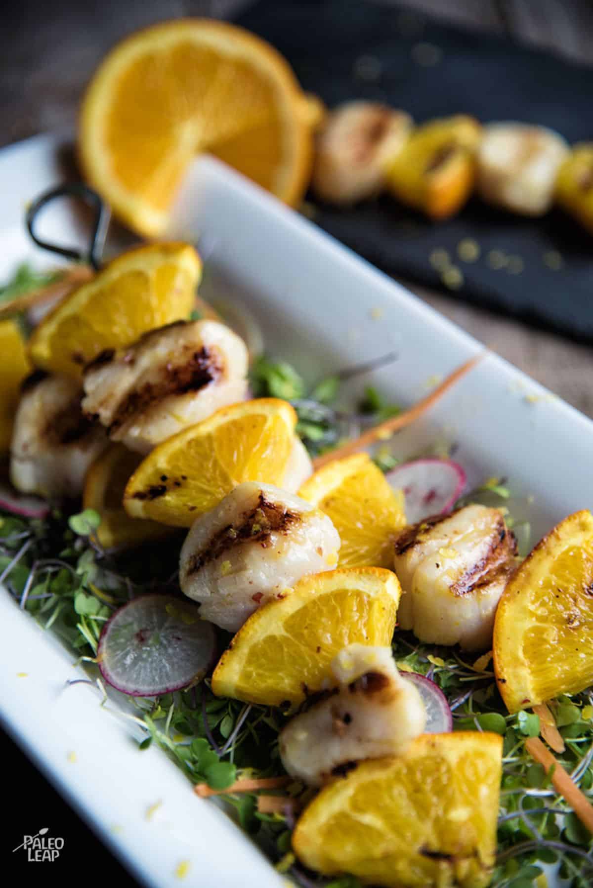 Grilled Scallop And Orange Skewers