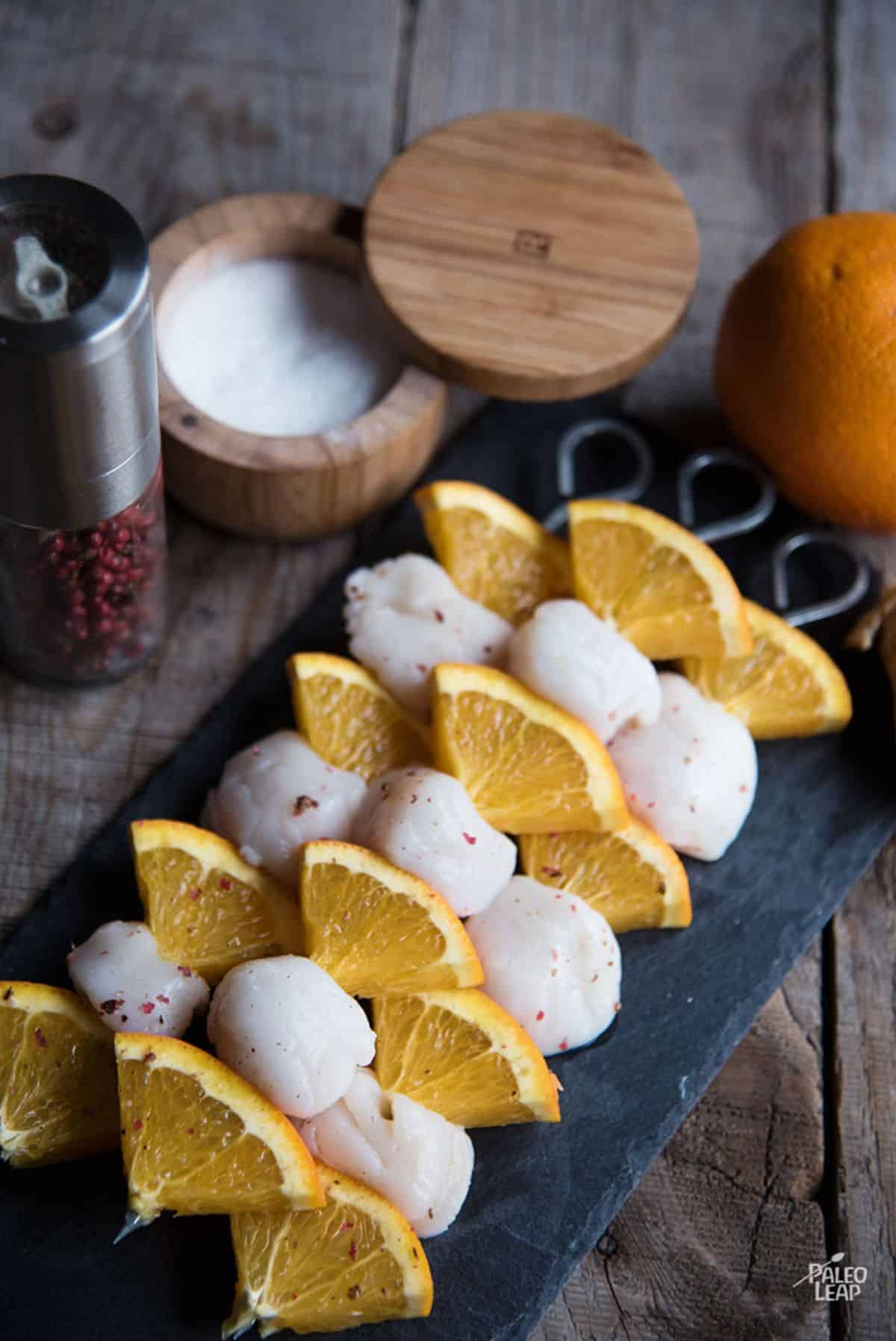 Grilled Scallop And Orange Skewers Recipe Preparation
