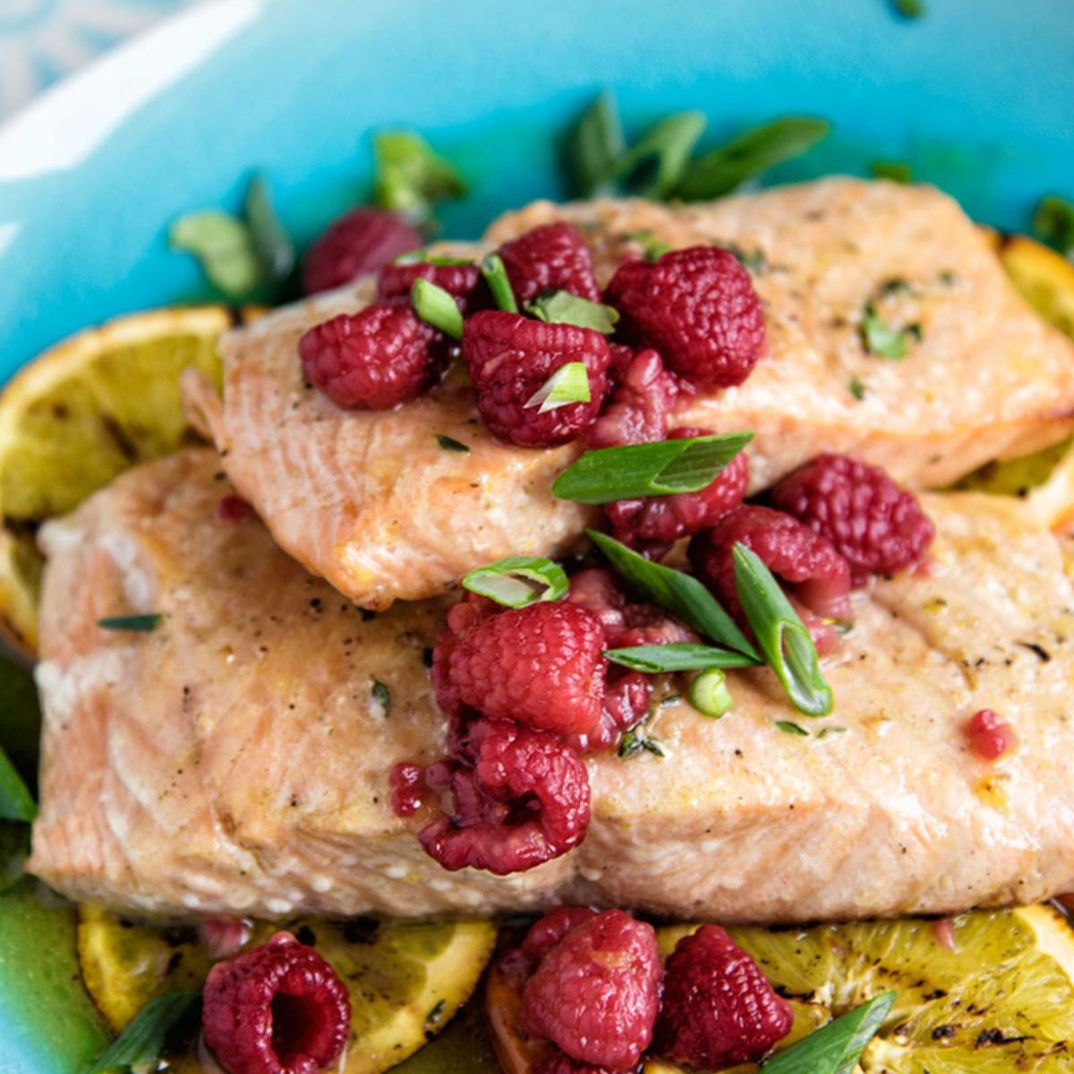 Salmon Fillets With Orange-Raspberry Sauce Featured