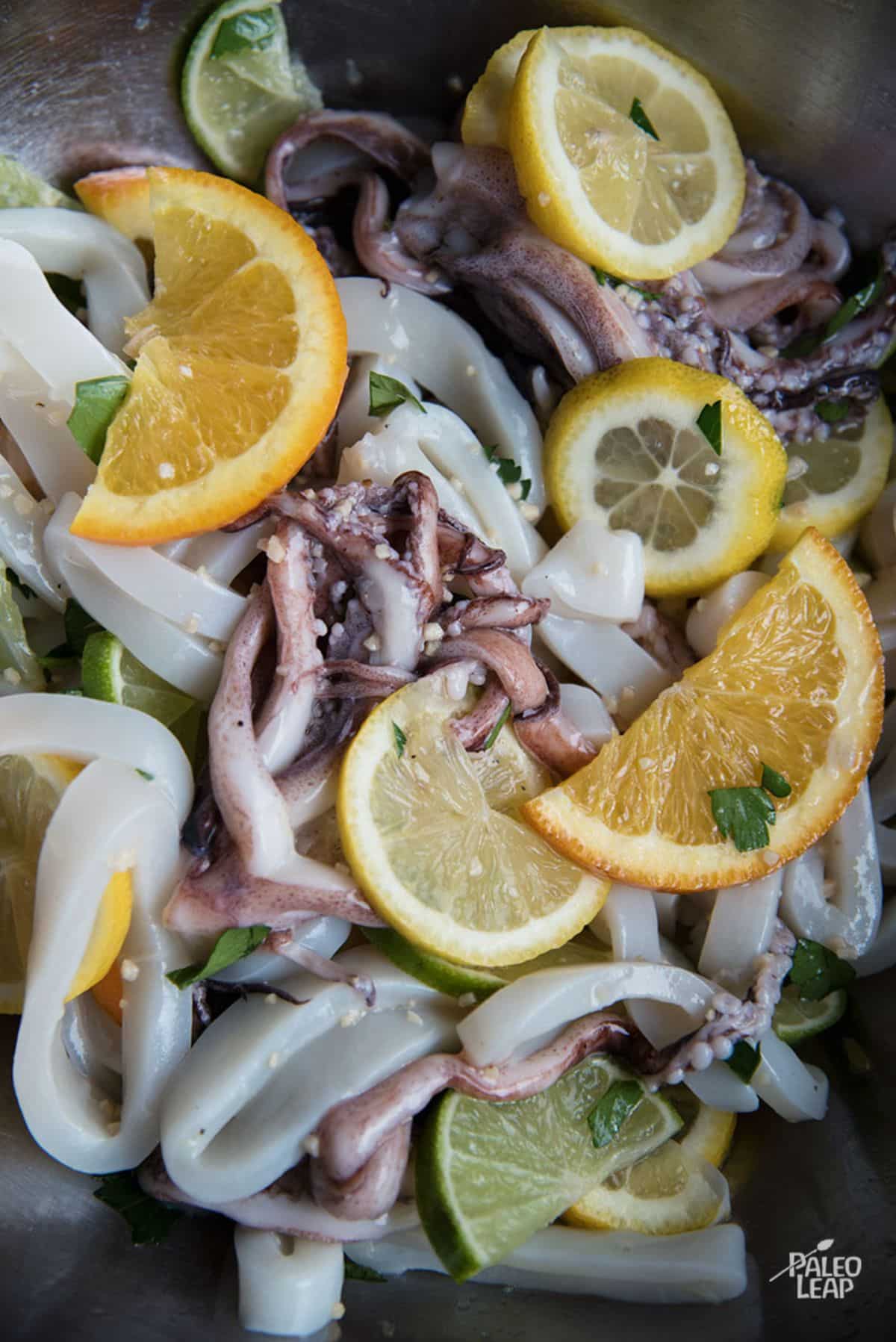 Grilled Calamari with Lemon And Orange Recipe Preparation