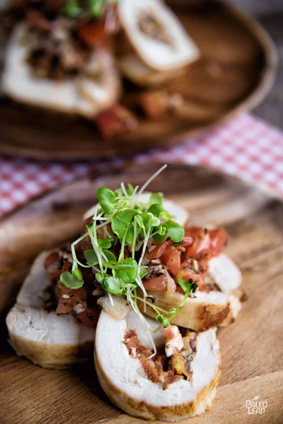 Mushroom-Bruschetta Stuffed Chicken Breasts
