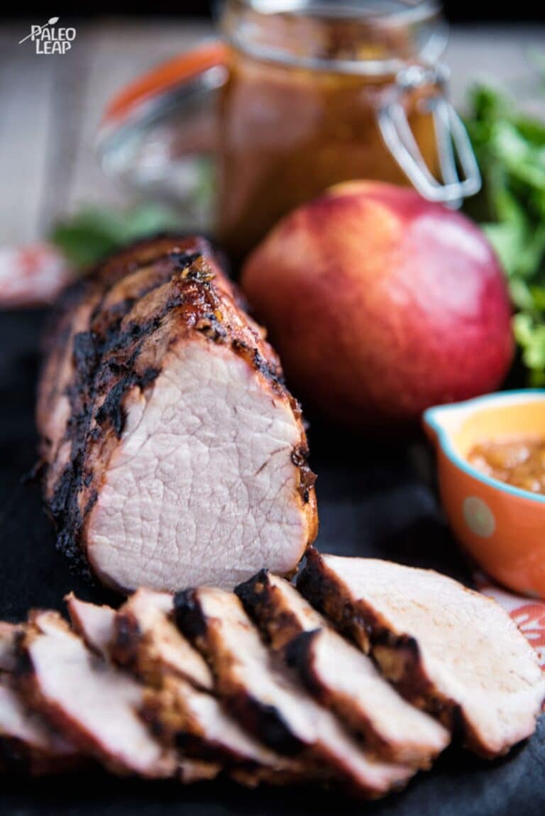 Pork Tenderloin With Bbq Peach Sauce Recipe Paleo Leap 2927