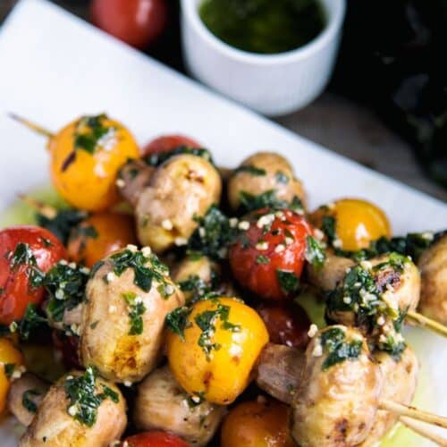 Tomato and Mushroom Skewers With Herb Sauce Recipe