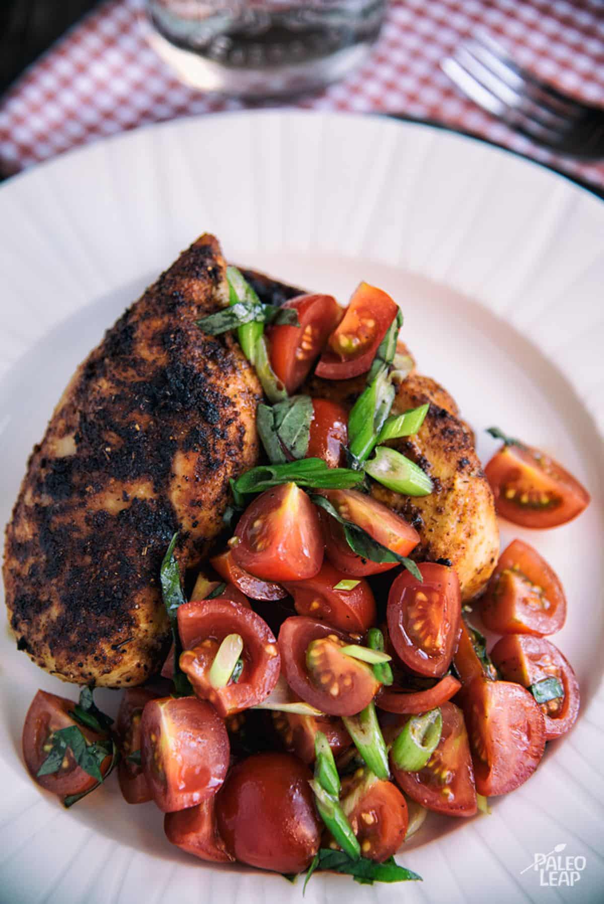 Grilled Chicken With Basil Tomato Salad