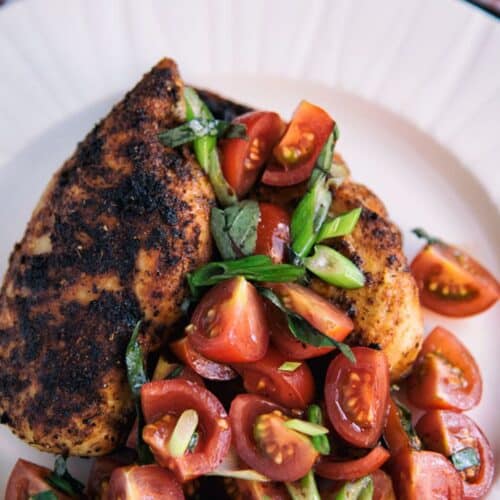 Grilled Chicken With Basil Tomato Salad Recipe