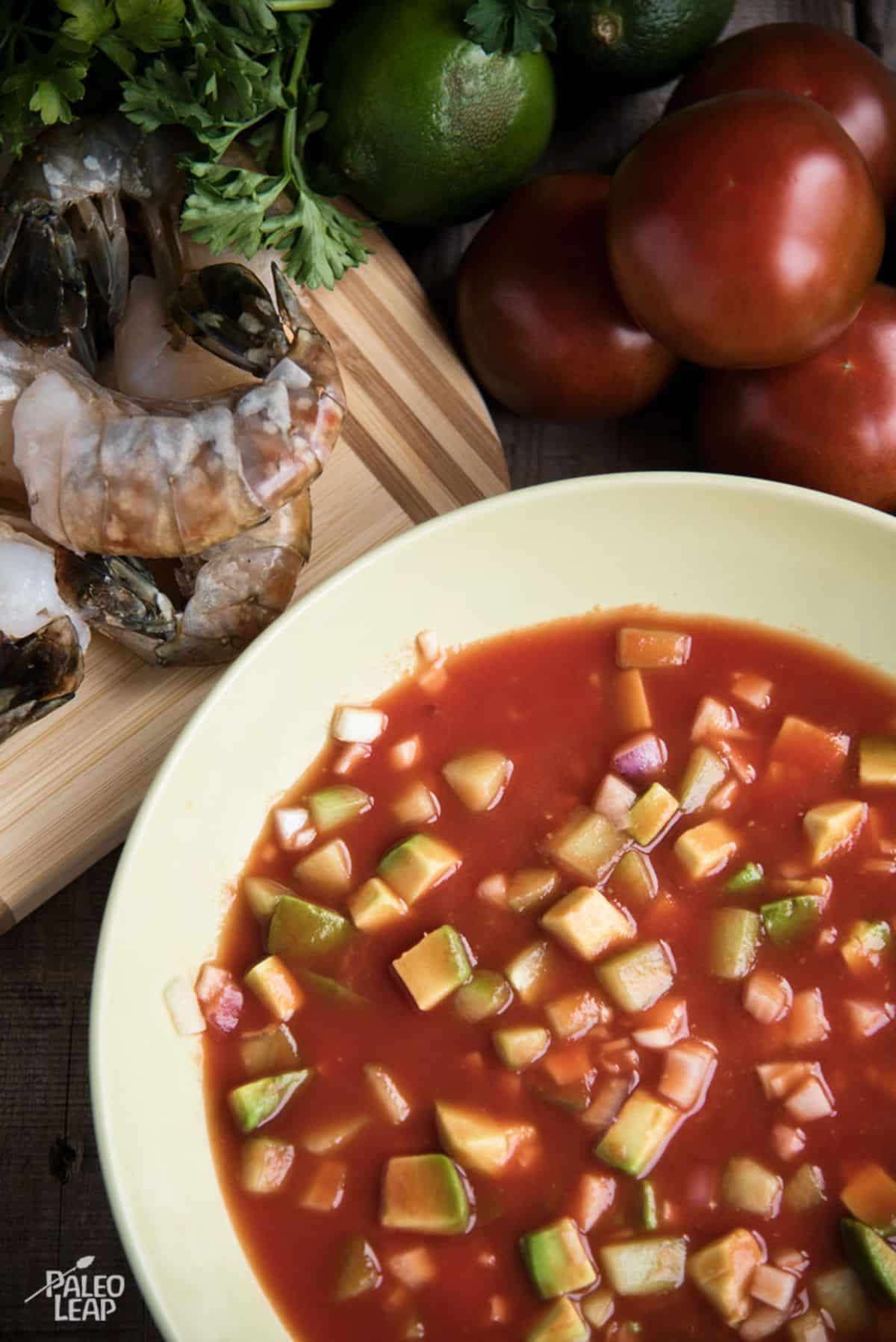 Shrimp And Gazpacho Bowls Recipe Preparation