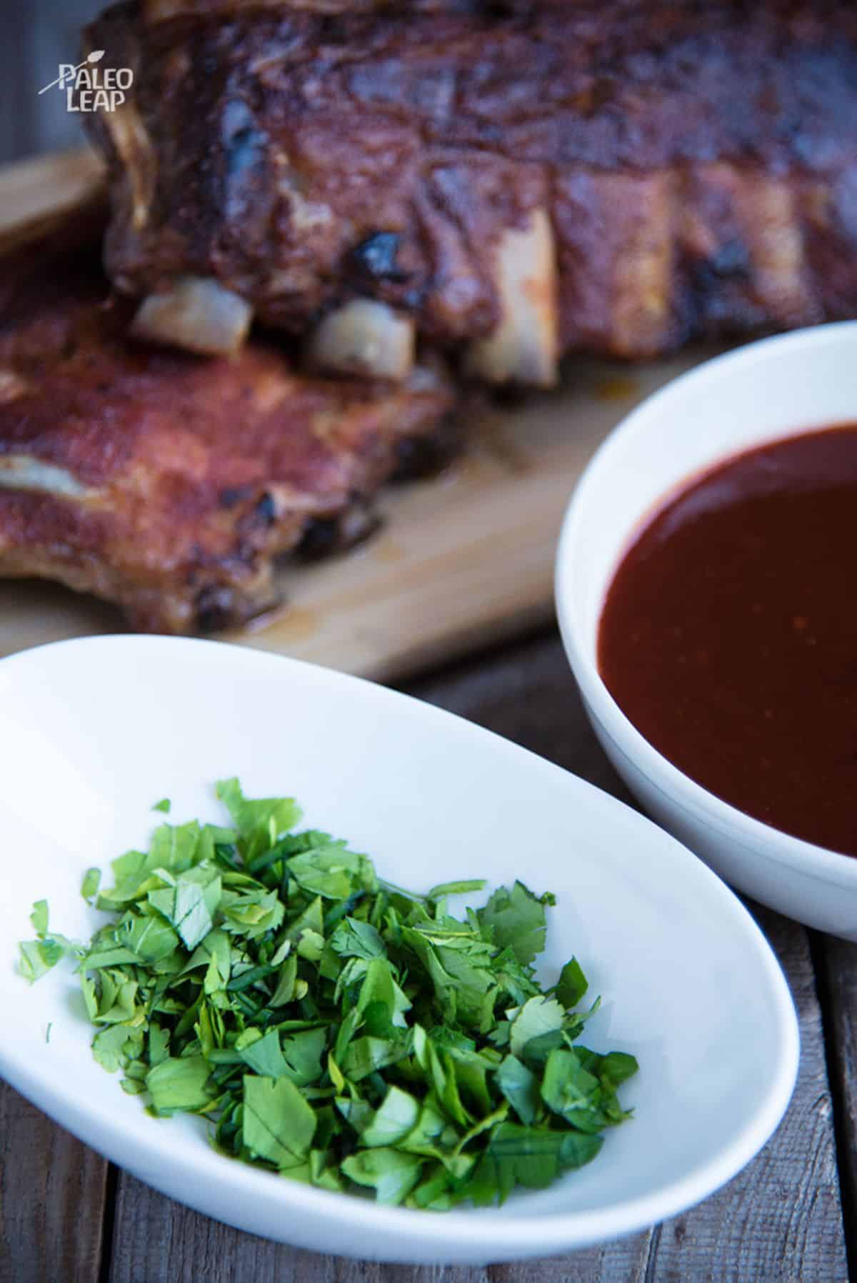Spicy Barbecue Ribs With Fresh Herbs Recipe Preparation