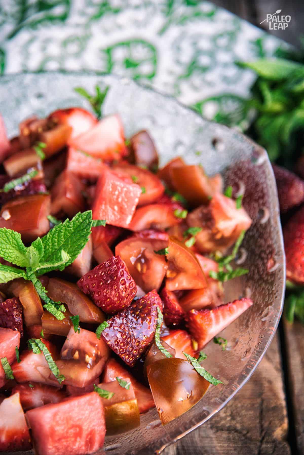 Watermelon Strawberry And Tomato Salad