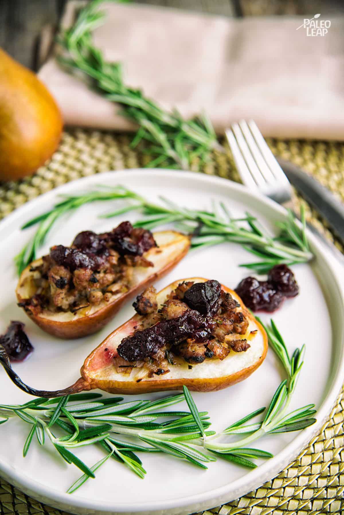 Sausage and Cranberry-Stuffed Pears
