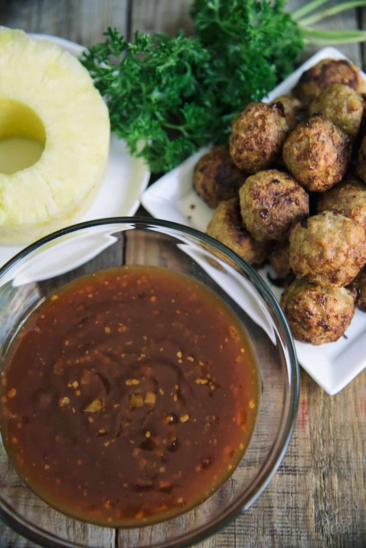 Chicken Meatballs With Pineapple Sauce Recipe Preparation