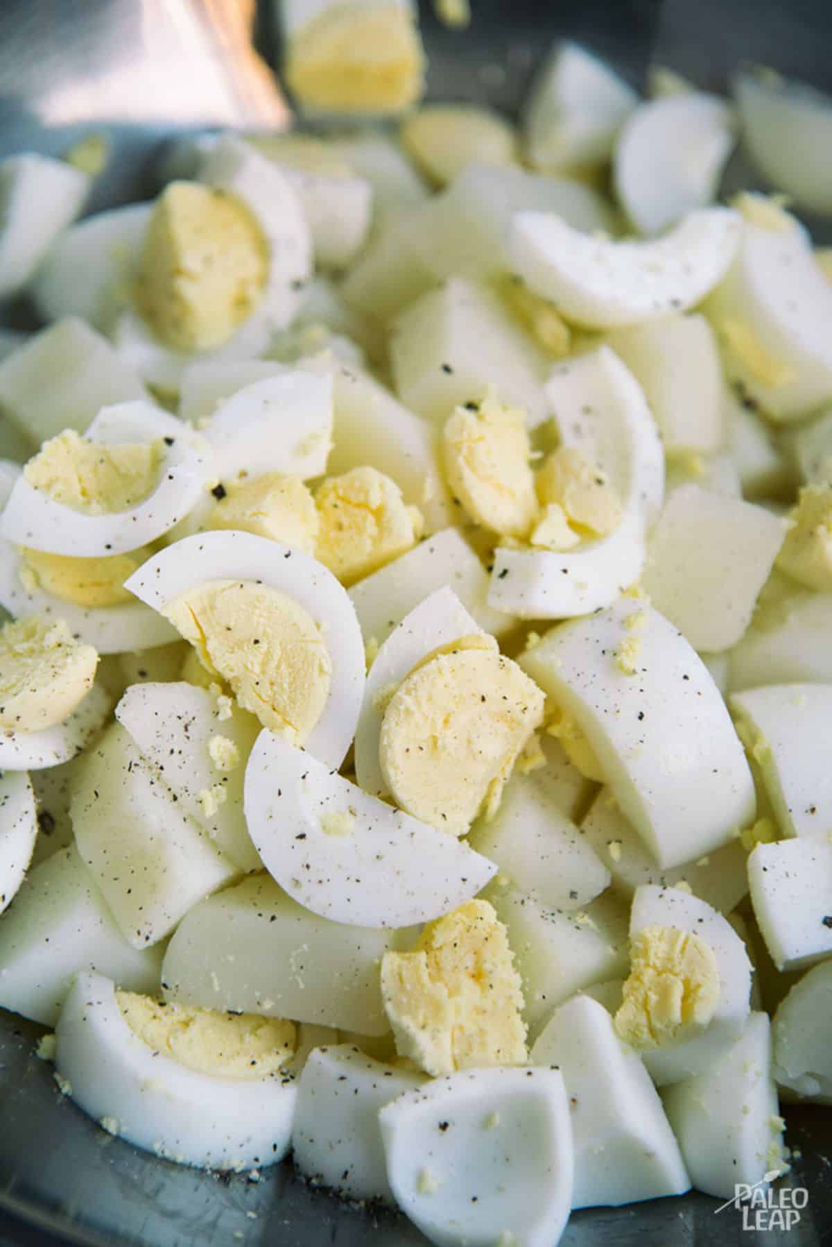 Chunky Egg And Potato Salad With Pickles Recipe Preparation
