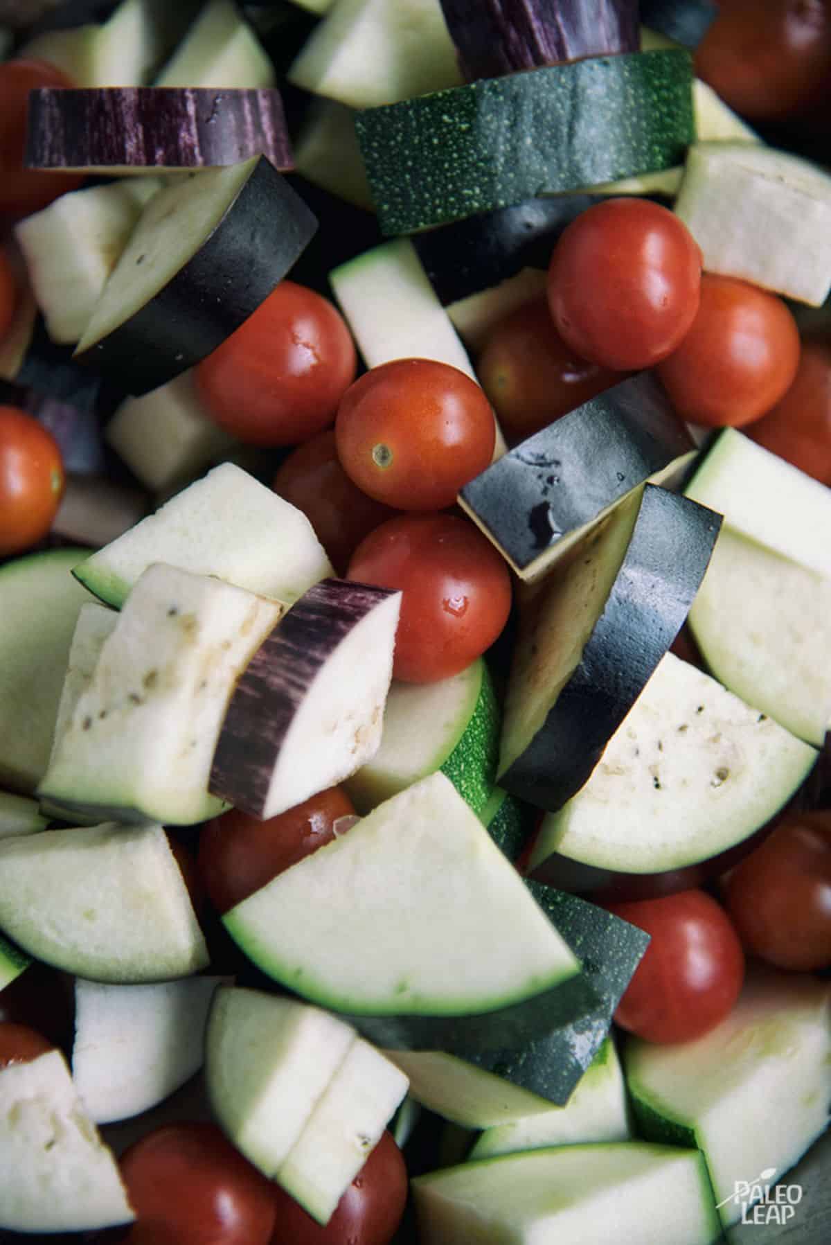 Eggplant Zucchini And Tomato Dish Recipe Preparation