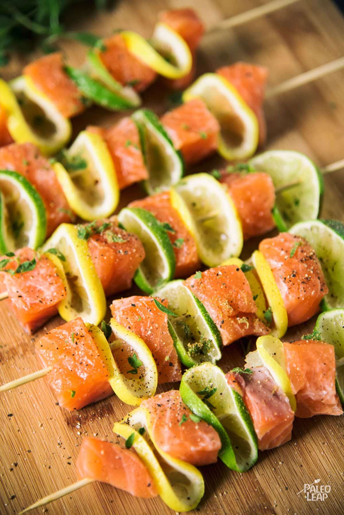 Grilled Salmon Lemon And Lime Skewers Recipe Preparation