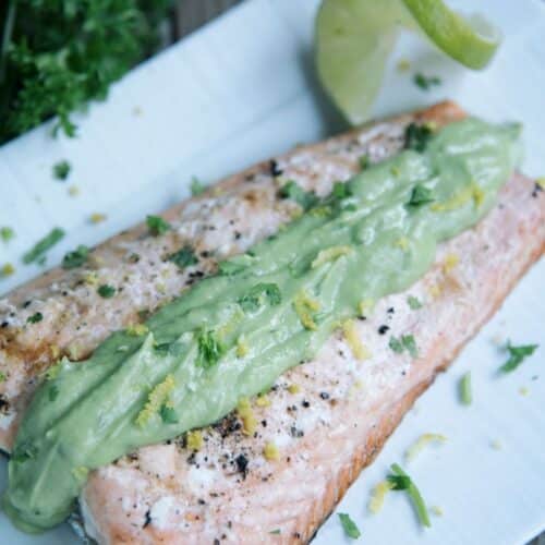 Grilled Salmon With Avocado-Coconut Sauce Recipe