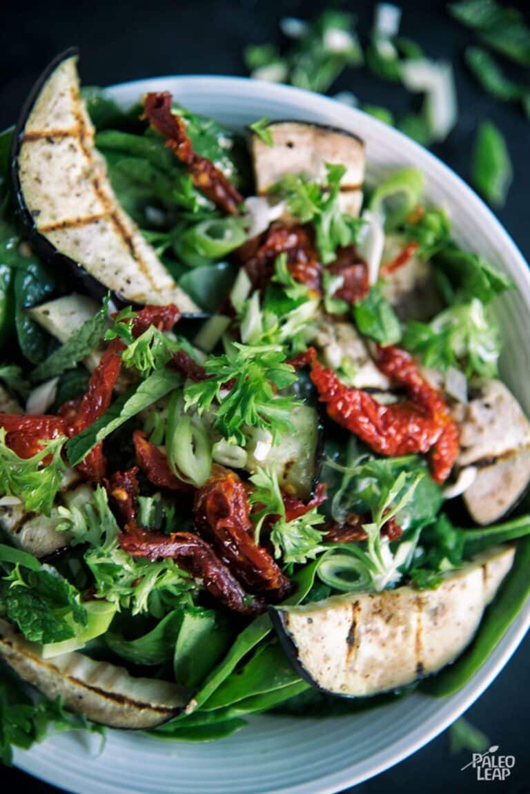 Grilled Eggplant & SunDried Tomato Salad Recipe Paleo Leap
