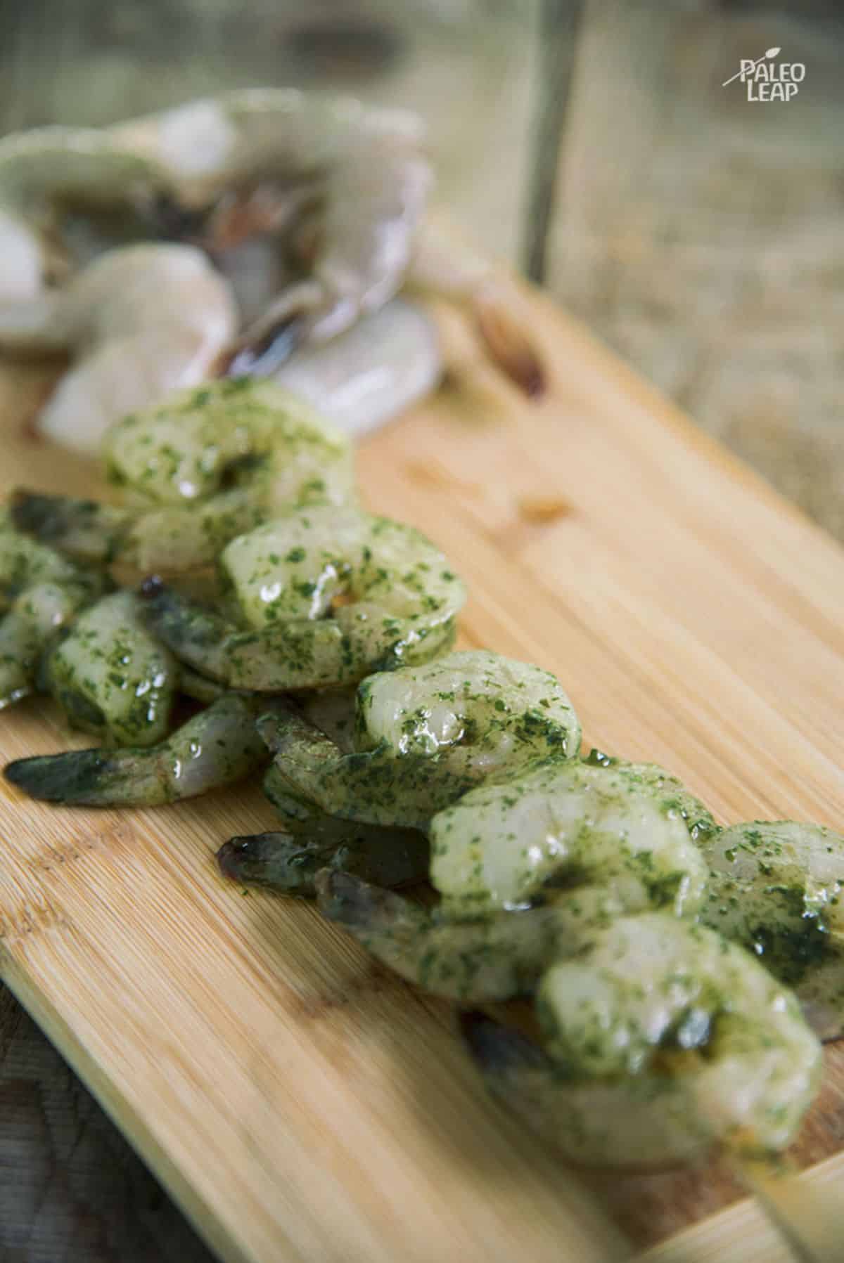 Grilled Pesto Shrimp Skewers Recipe Preparation