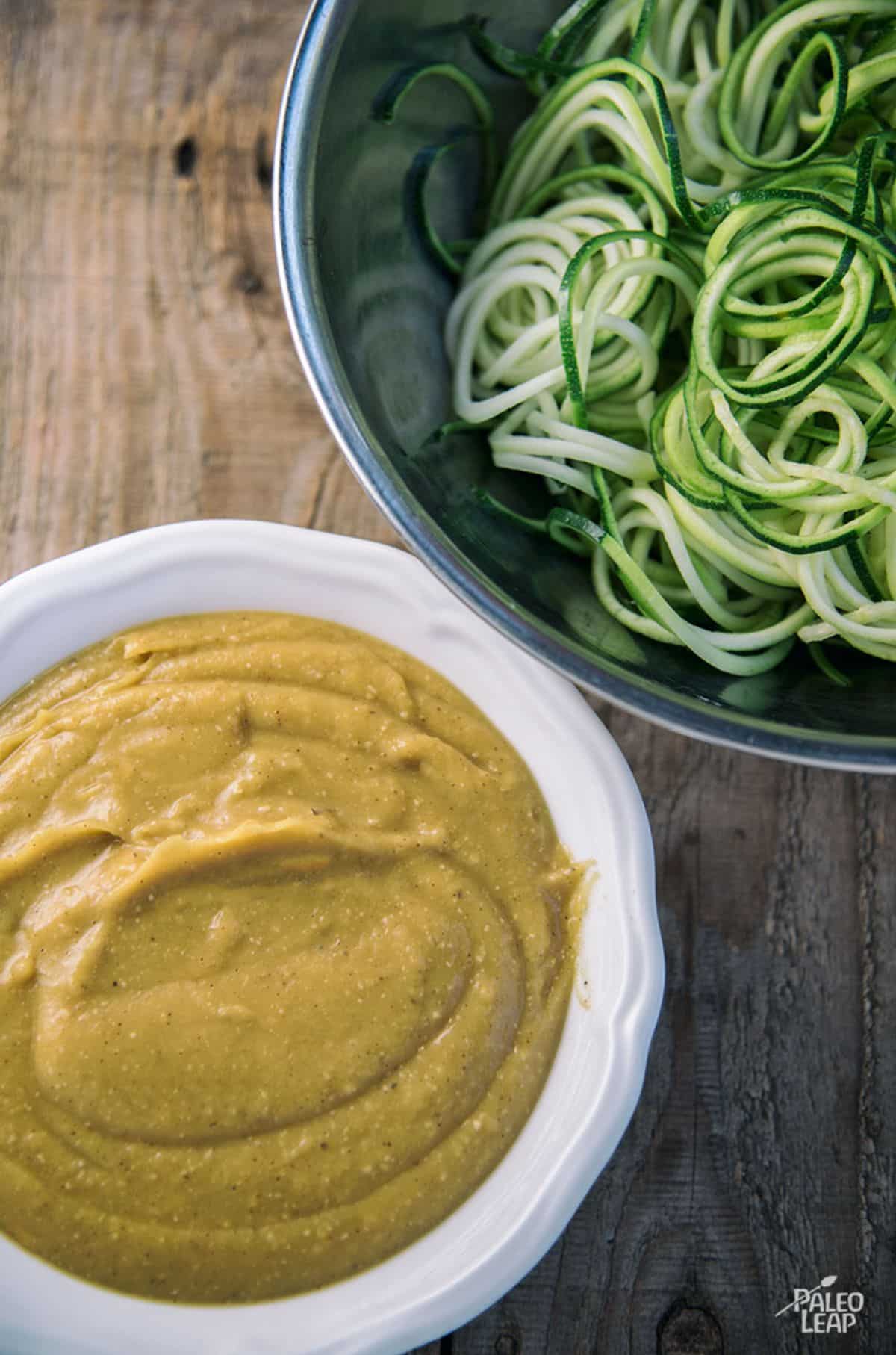 Creamy Butternut Squash Zoodles Recipe Preparation