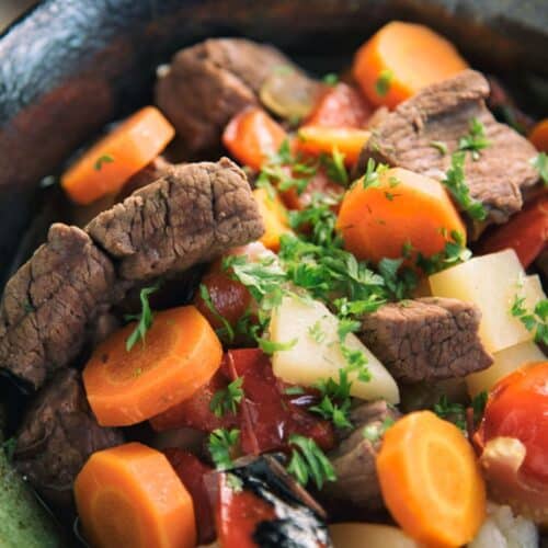 Fall Chunky Beef Roasted Bell Pepper Stew Recipe