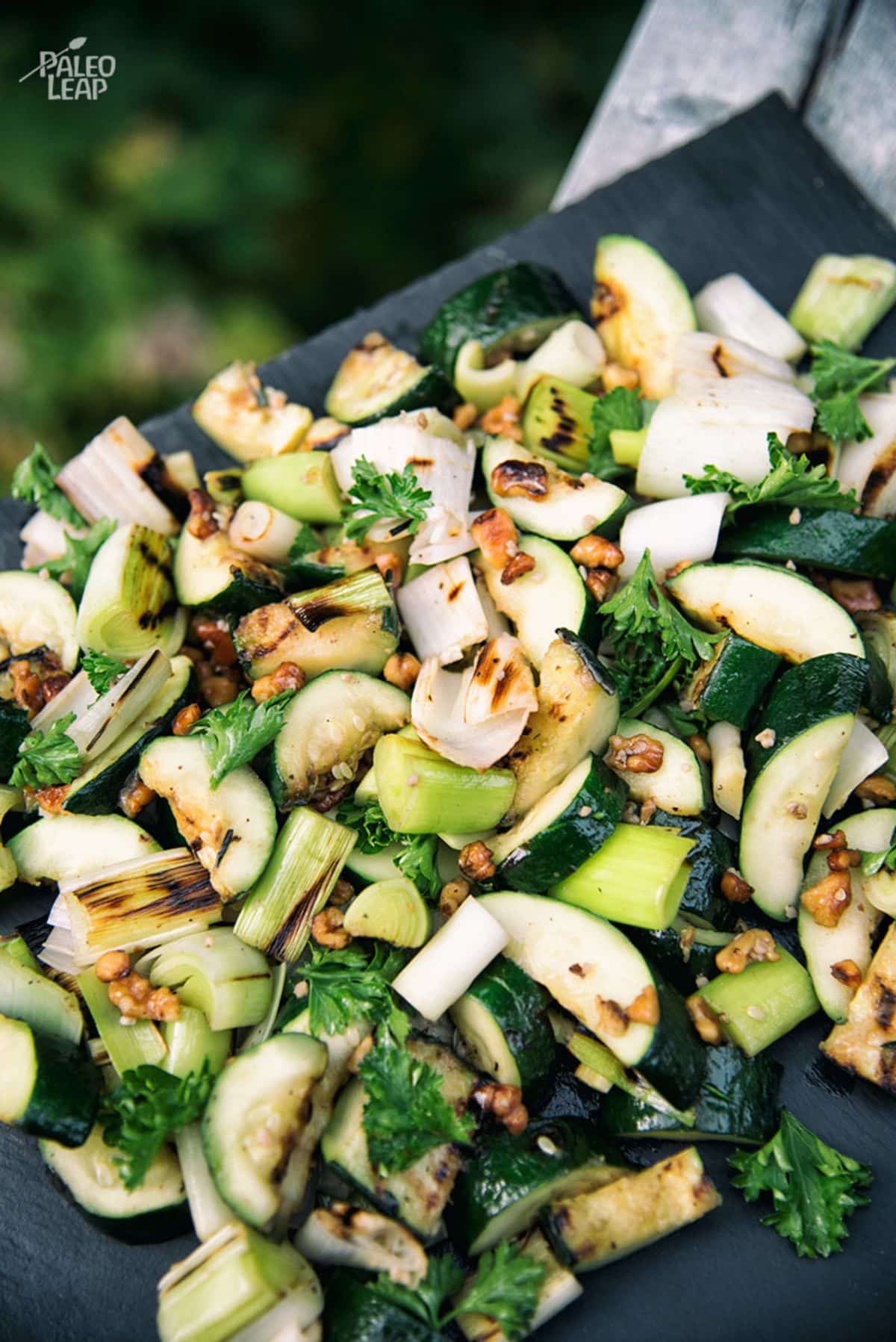 Grilled Zucchini And Leeks With Herb Dressing