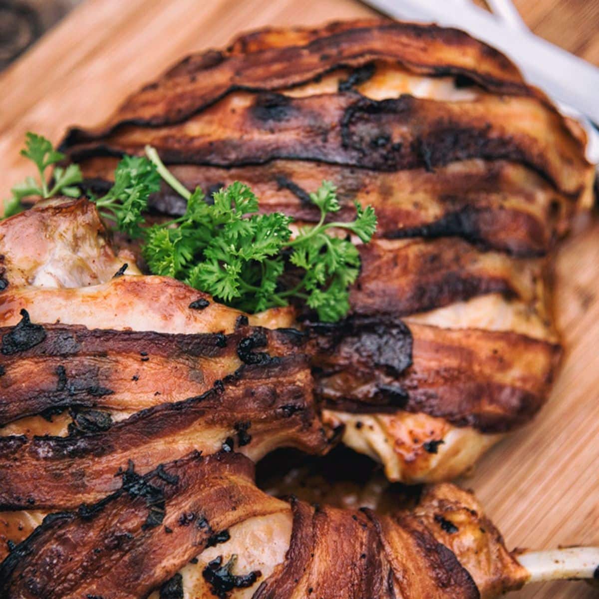 Maple-Bacon Wrapped Turkey Parts Featured