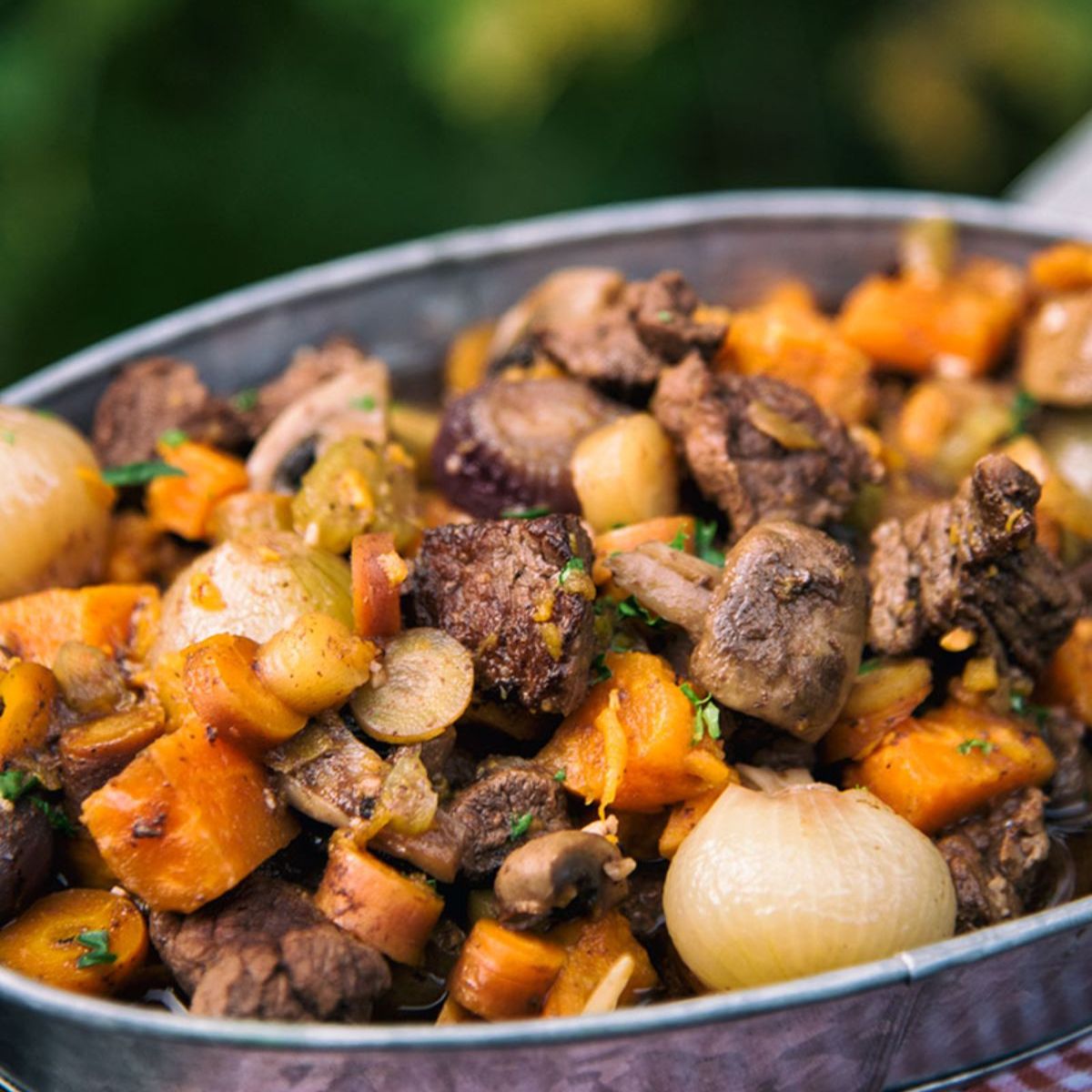 Slow Cooker Beef And Onion Stew Featured