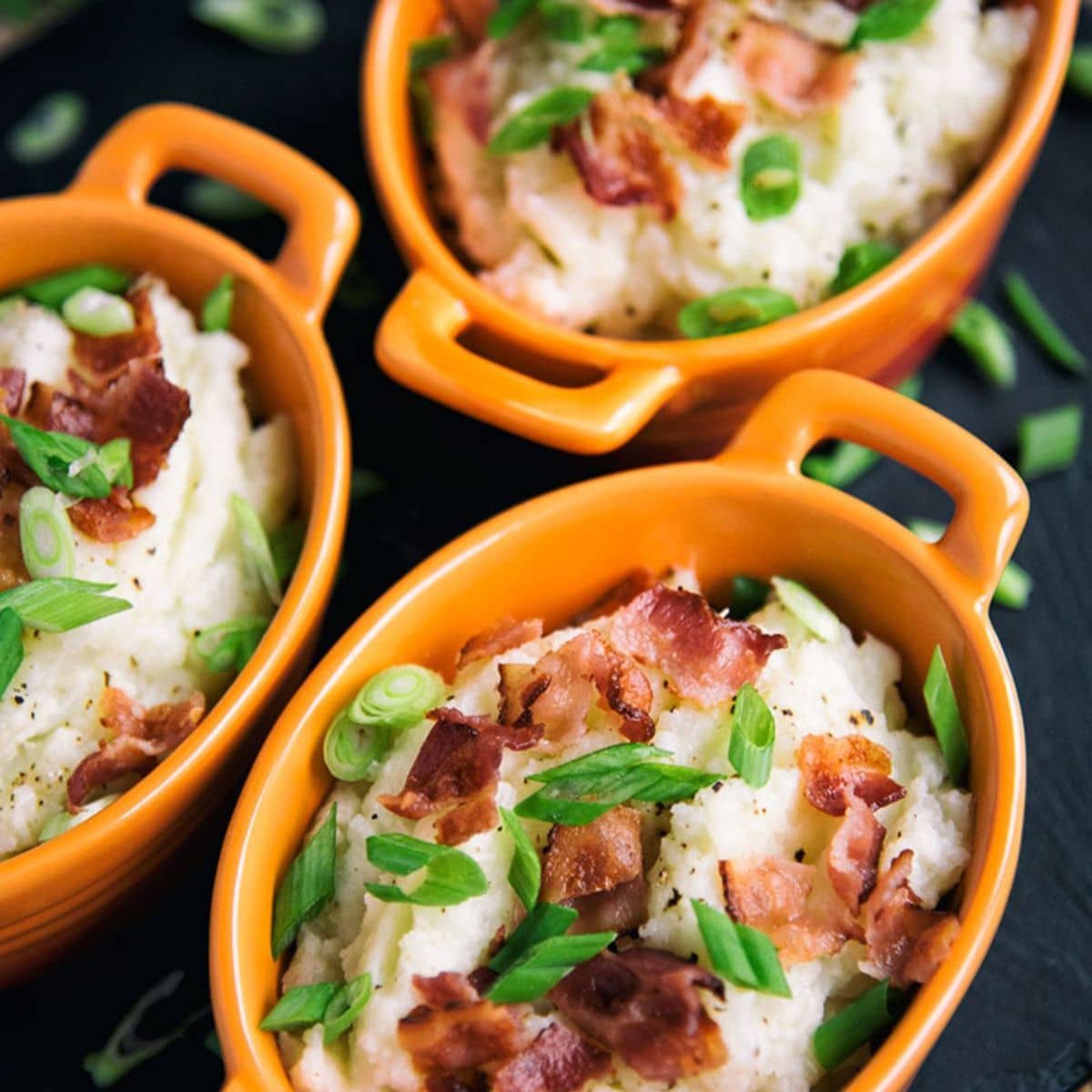 Bacon And Green Onion Mashed Cauliflower Featured