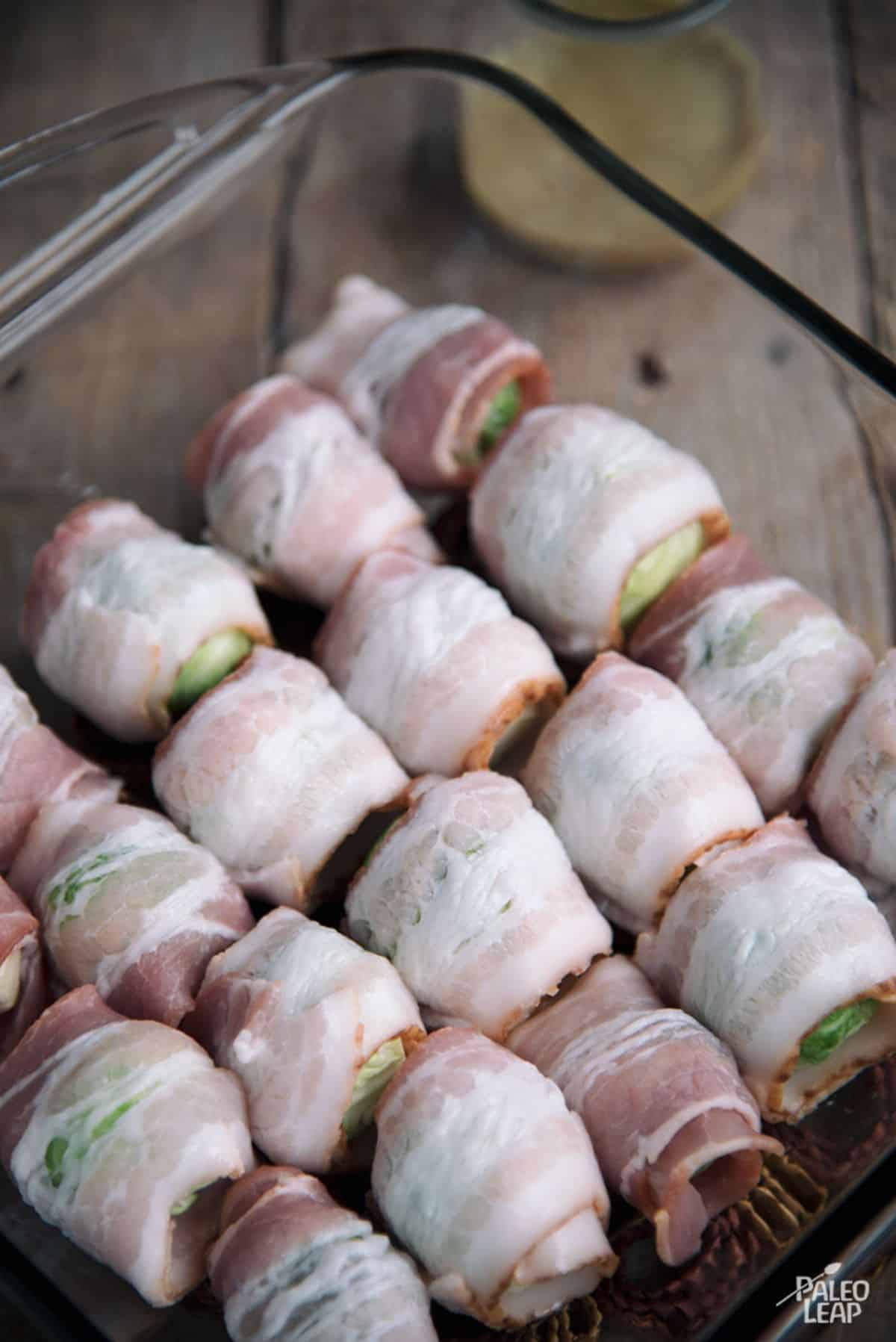 Bacon-Wrapped Brussels Sprouts With Mustard Sauce Recipe Preparation