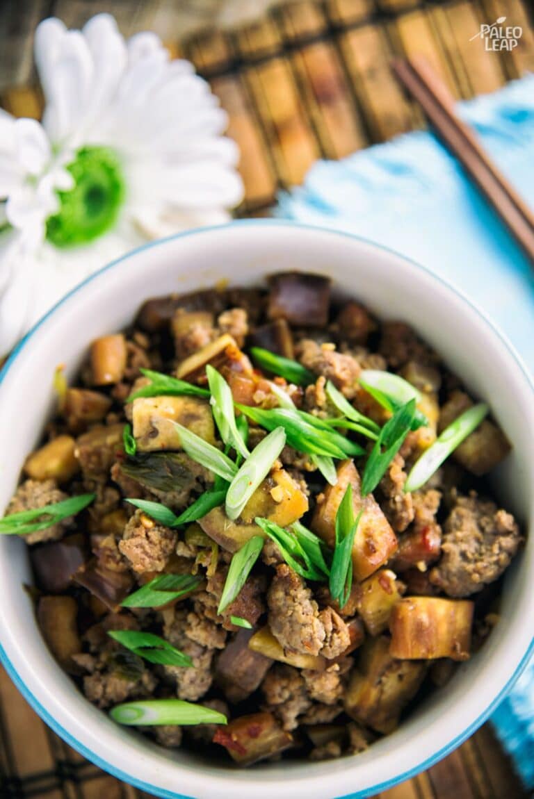 Ground Pork And Eggplant Stir-Fry Recipe | Paleo Leap
