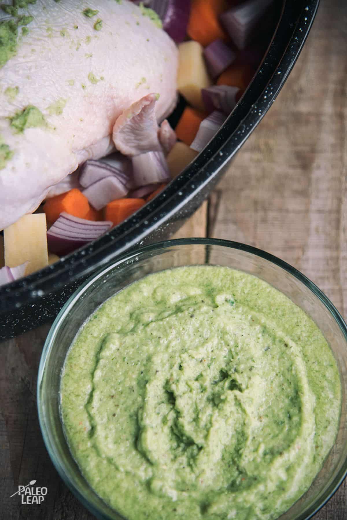 Whole Roasted Chicken With Chimichuri Sauce Recipe Preparation