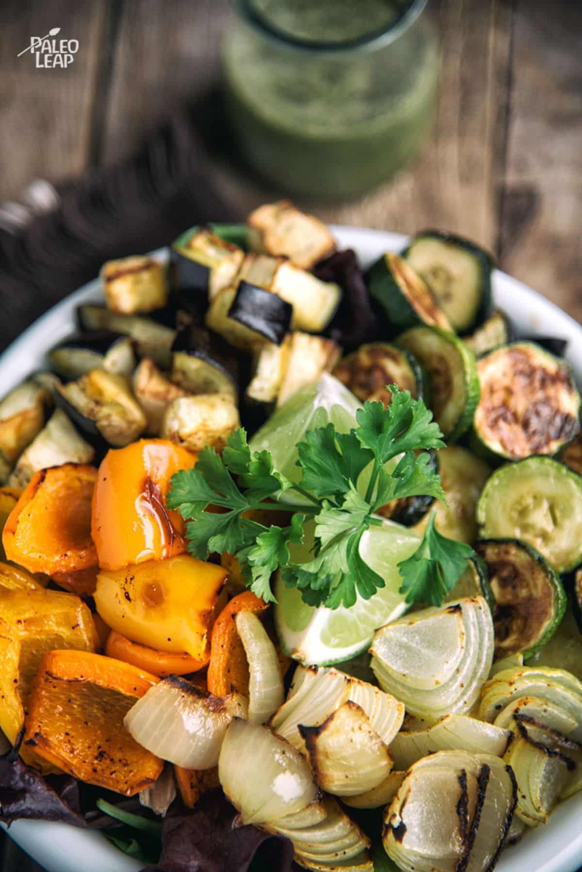 Roasted Vegetable Salad With Cilantro Dressing