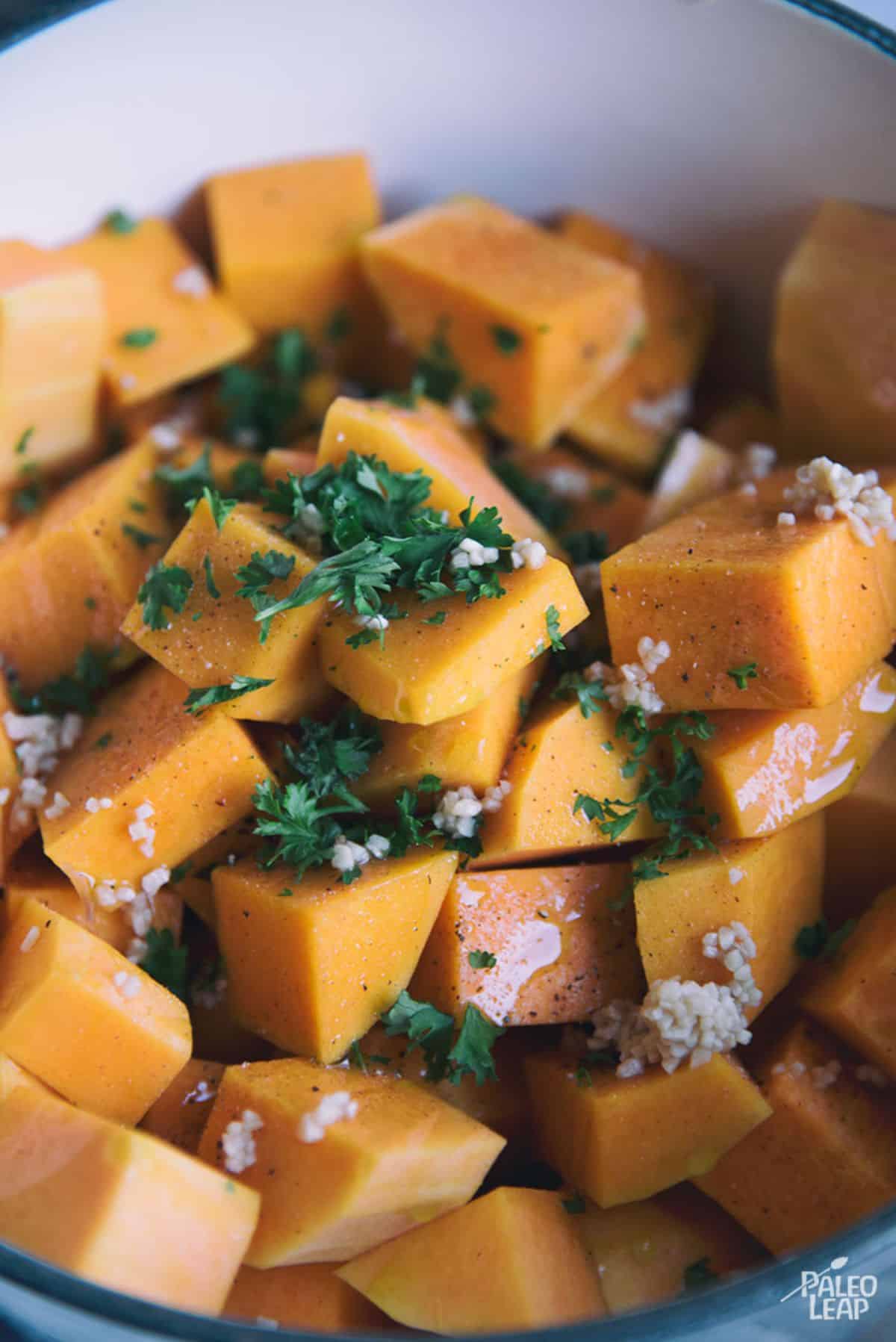 Oven-Roasted Butternut Squash And Kale Recipe Preparation