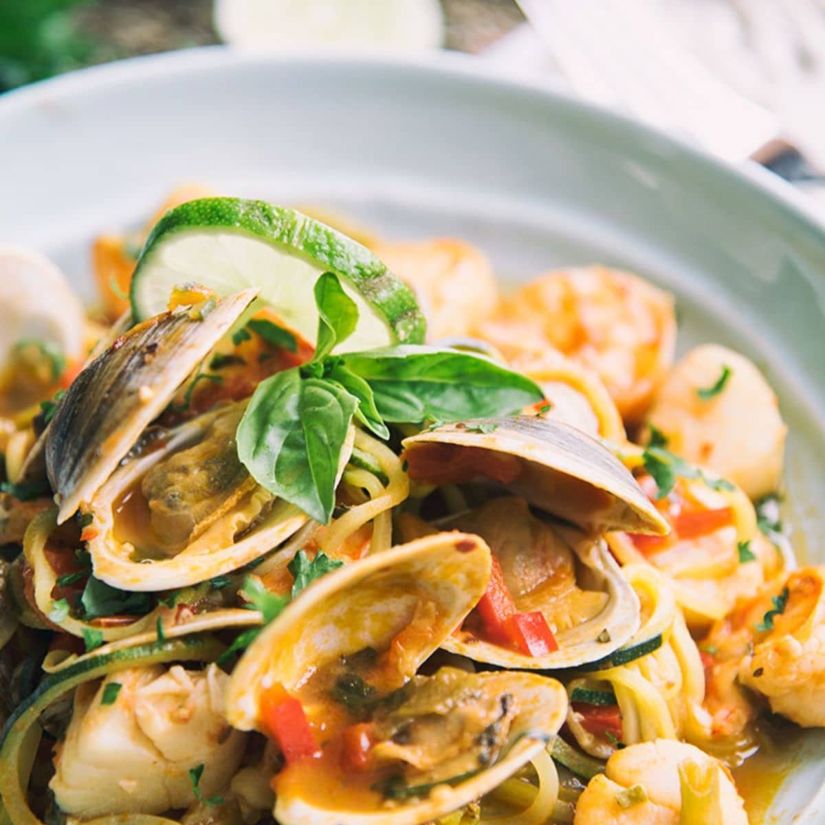 Seafood Zucchini Pasta Featured