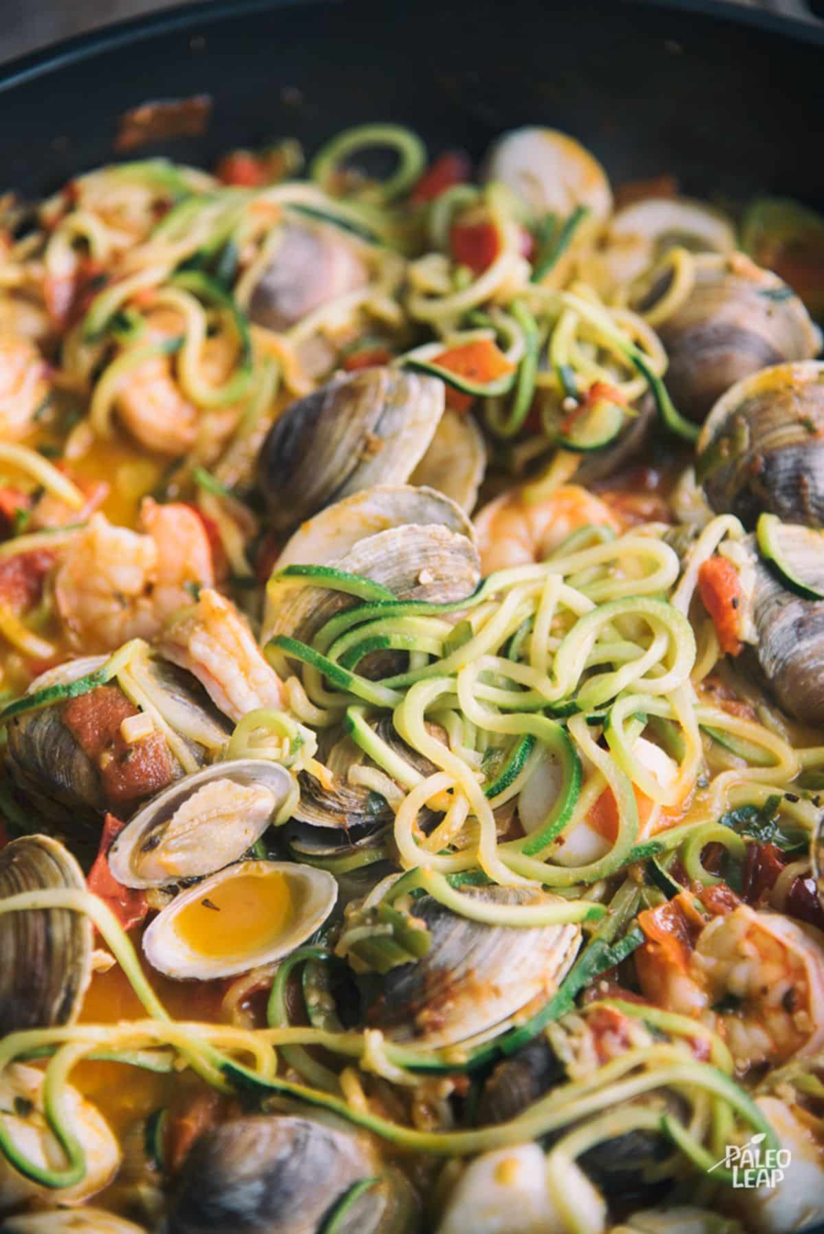 Seafood Zucchini Pasta Recipe Preparation