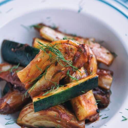 Braised Fennel and Zucchini in Tomato Sauce Recipe