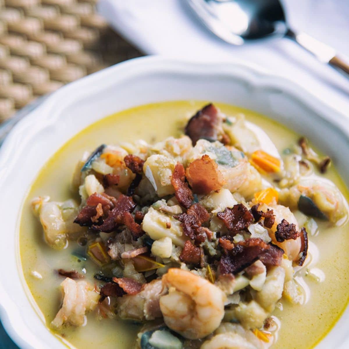 Bacon Shrimp And Fish Chowder Featured