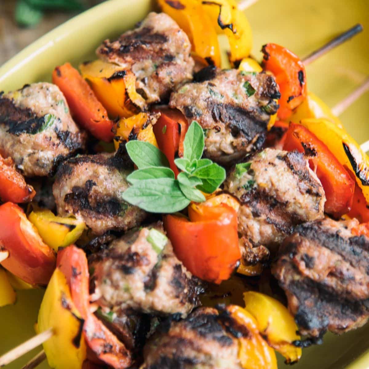 Mediterranean Turkey Meatball Skewers Featured