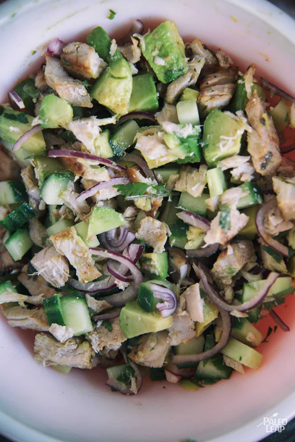 Avocado Cucumber And Cilantro Tuna Salad Recipe Preparation